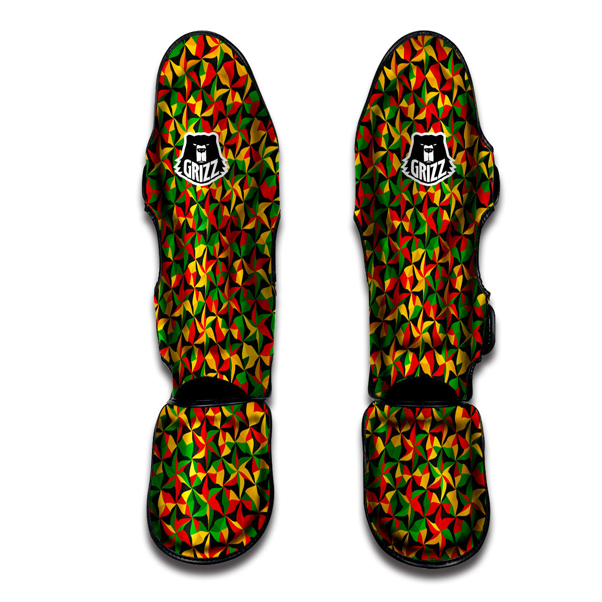 Reggae Abstract Geometric Print Pattern Muay Thai Shin Guards-grizzshop
