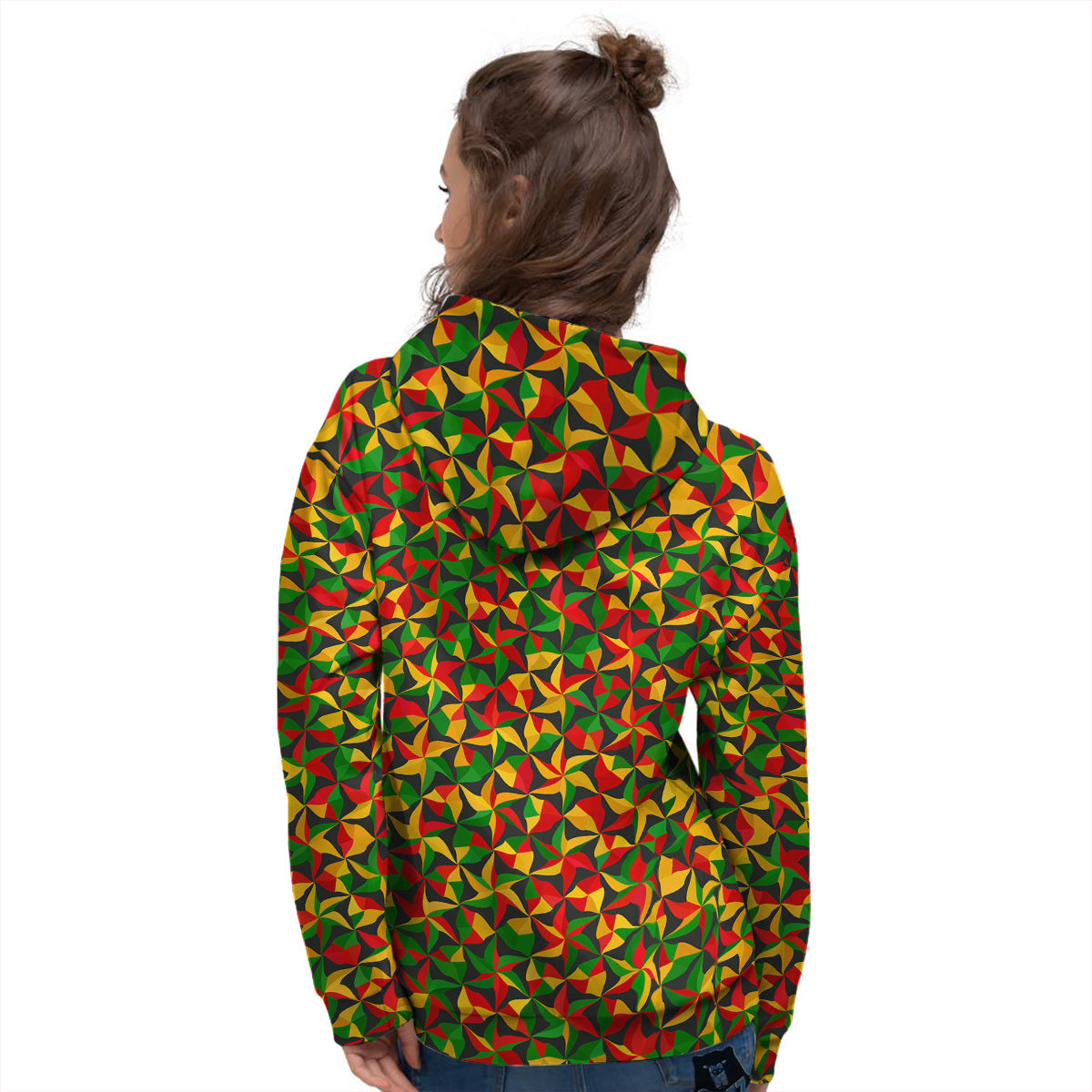 Reggae Abstract Geometric Print Pattern Women's Hoodie-grizzshop
