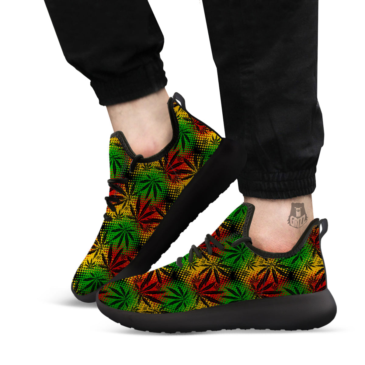 Reggae Abstract Print Pattern Black Athletic Shoes-grizzshop