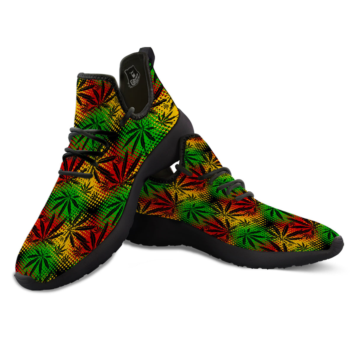 Reggae Abstract Print Pattern Black Athletic Shoes-grizzshop