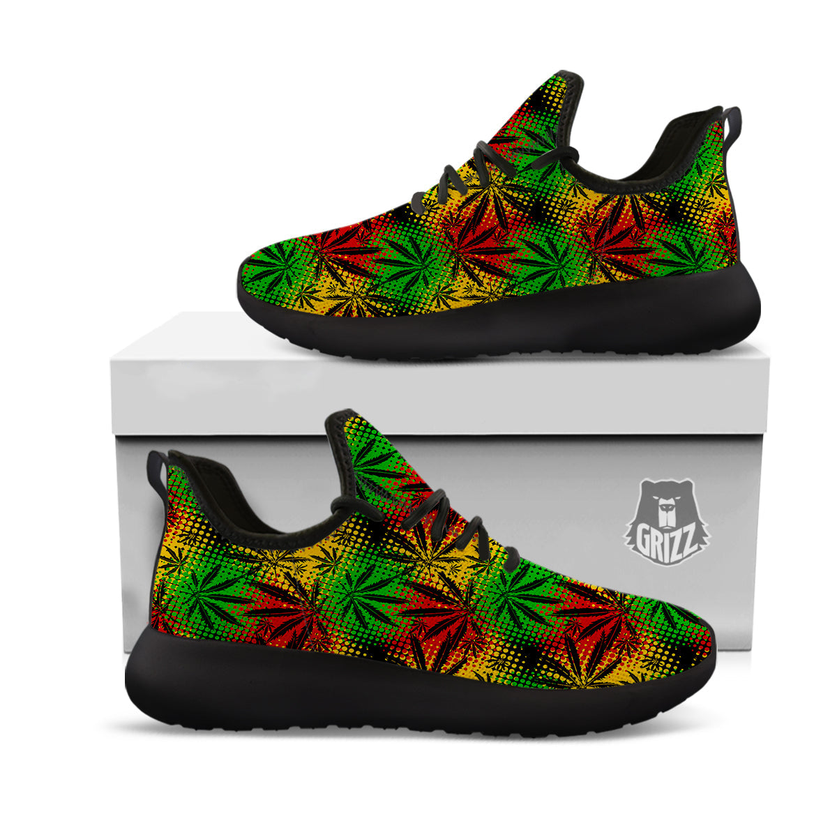 Reggae Abstract Print Pattern Black Athletic Shoes-grizzshop