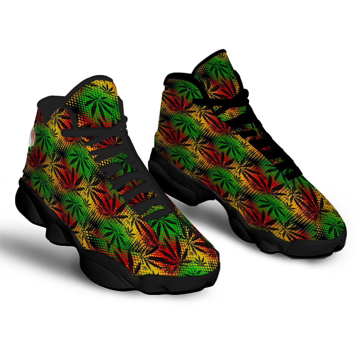 Reggae Abstract Print Pattern Black Basketball Shoes-grizzshop
