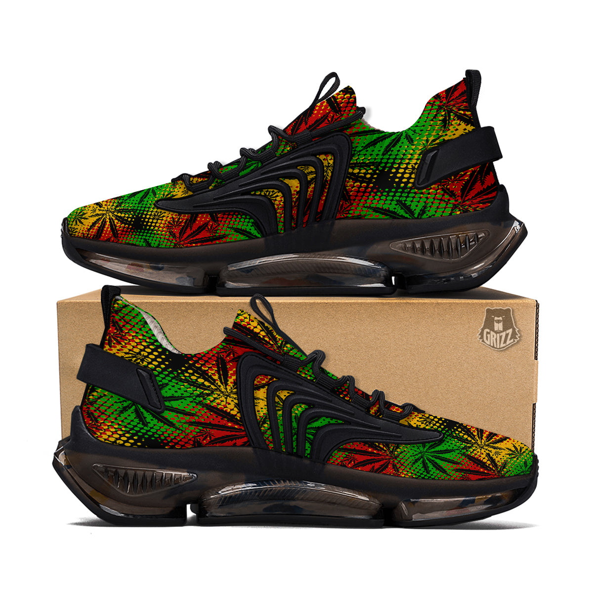 Reggae Abstract Print Pattern Black Gym Shoes-grizzshop