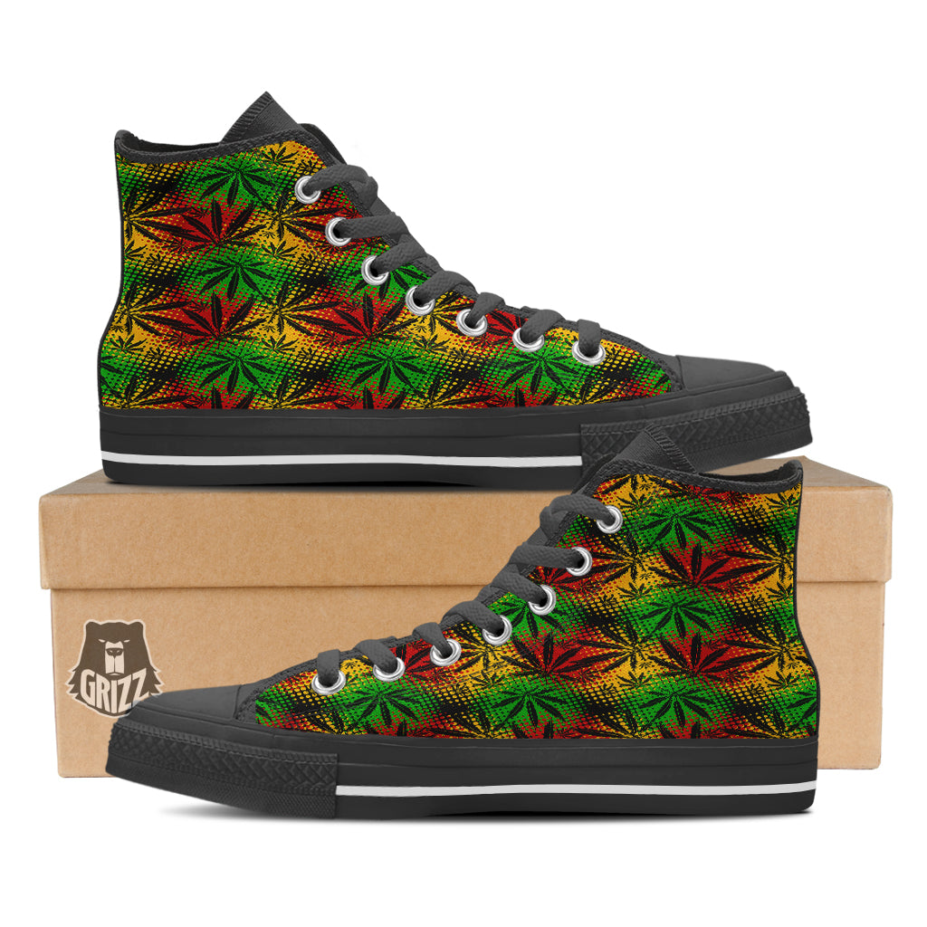 Reggae Abstract Print Pattern Black High Top Shoes-grizzshop