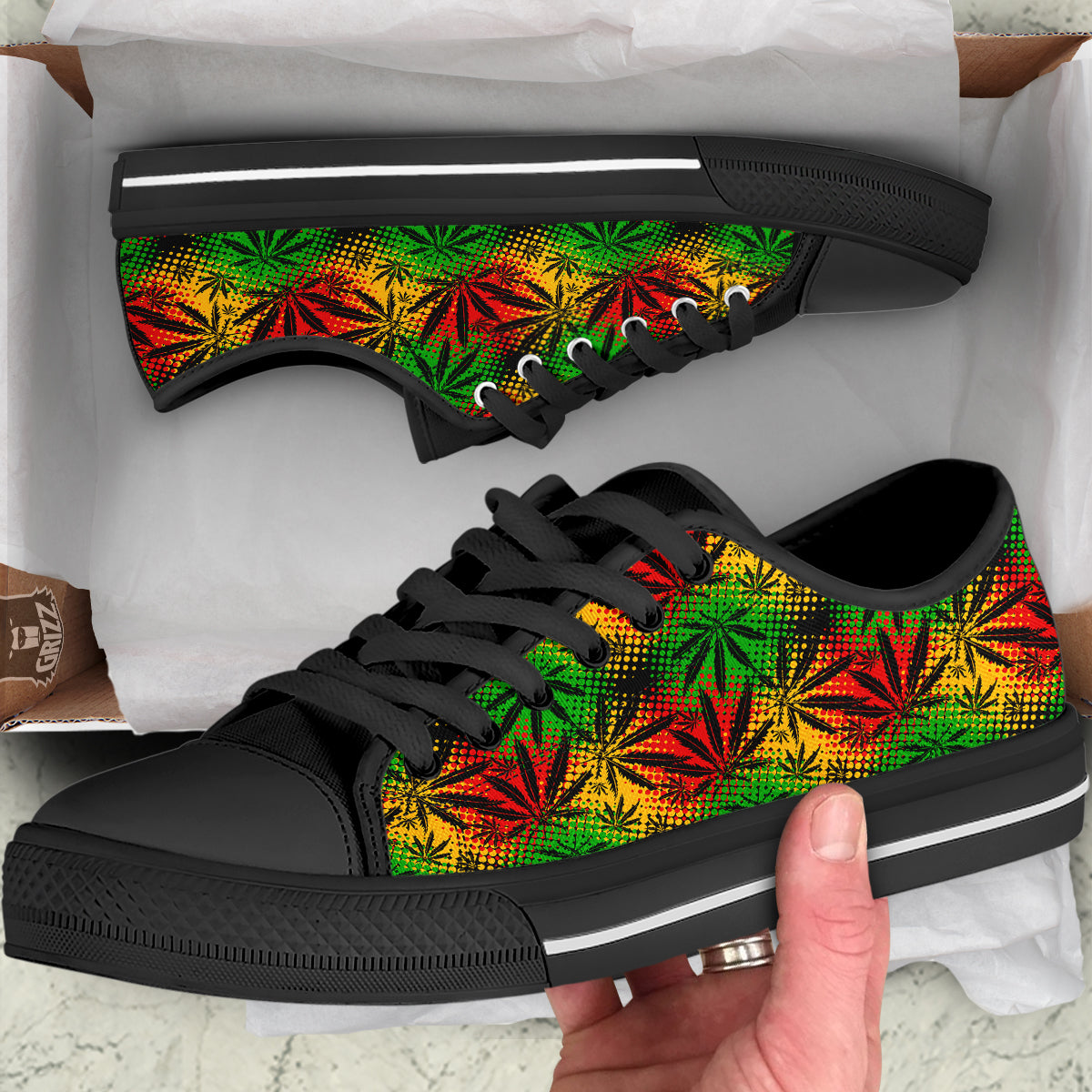 Reggae Abstract Print Pattern Black Low Top Shoes-grizzshop