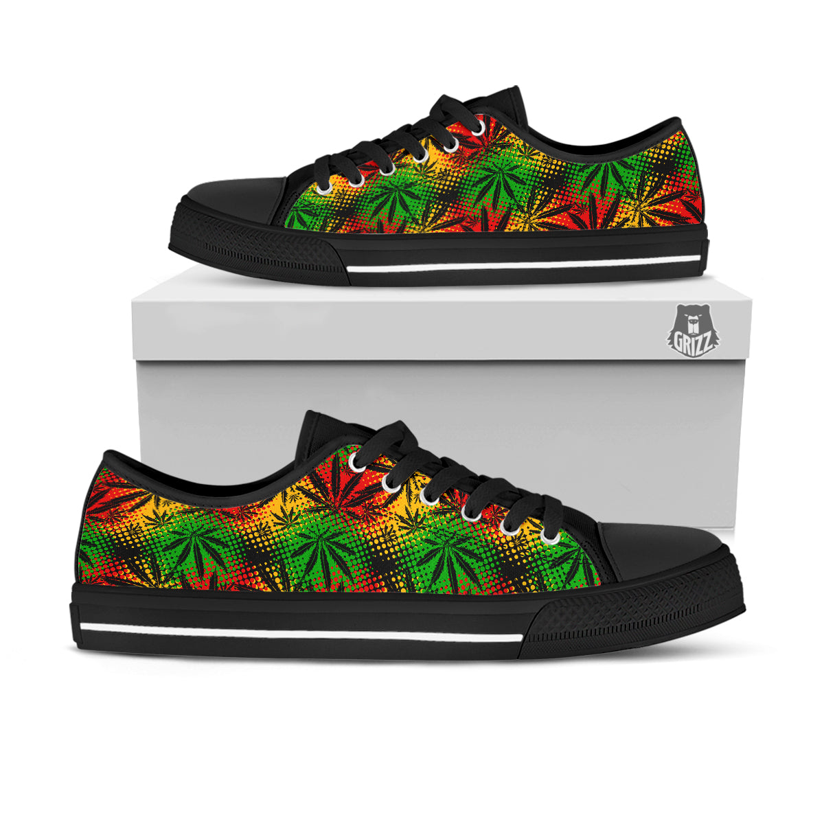 Reggae Abstract Print Pattern Black Low Top Shoes-grizzshop