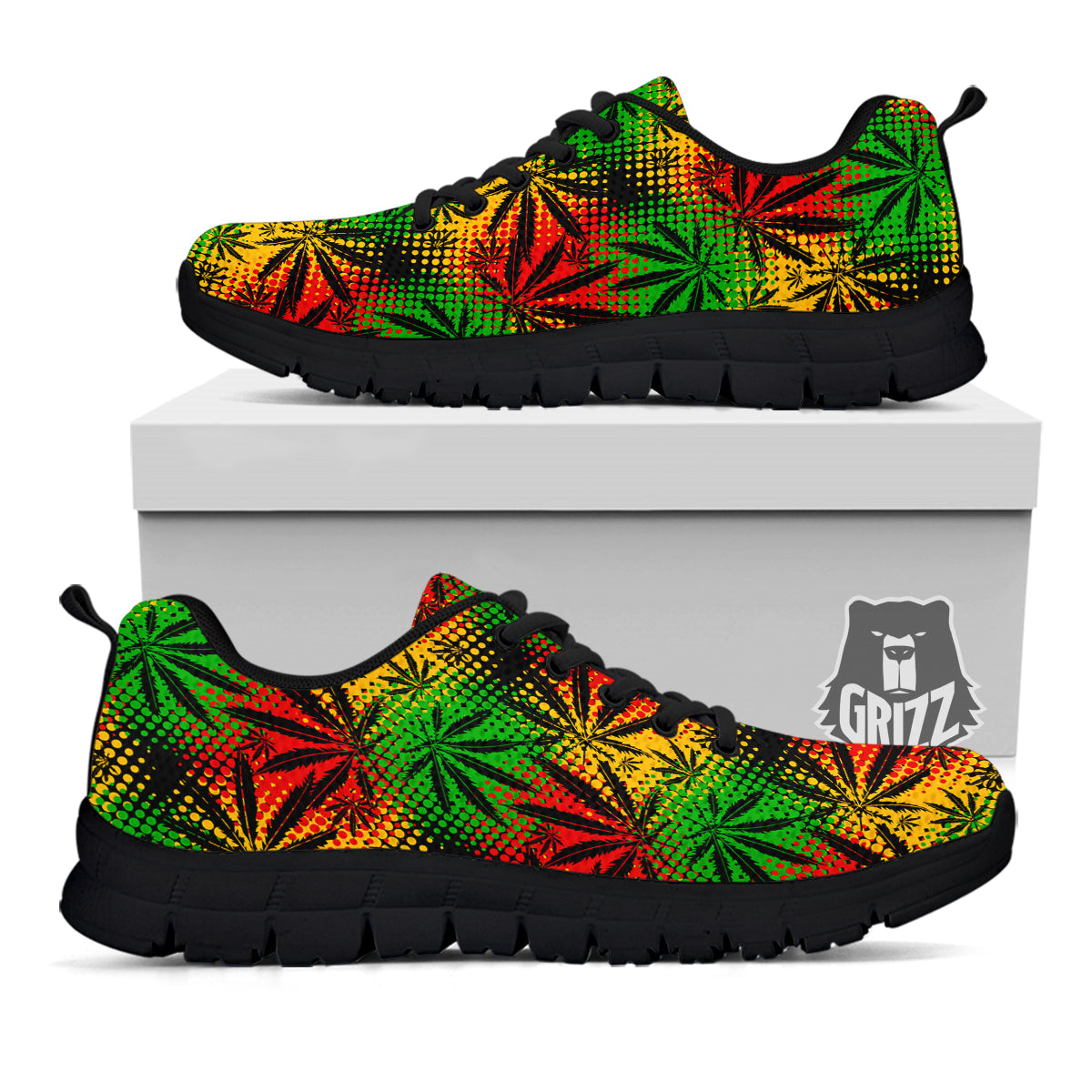 Reggae Abstract Print Pattern Black Sneaker-grizzshop
