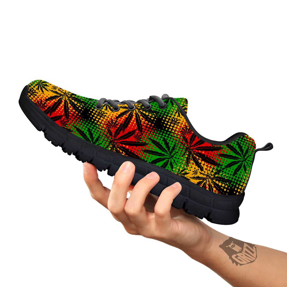 Reggae Abstract Print Pattern Black Sneaker-grizzshop