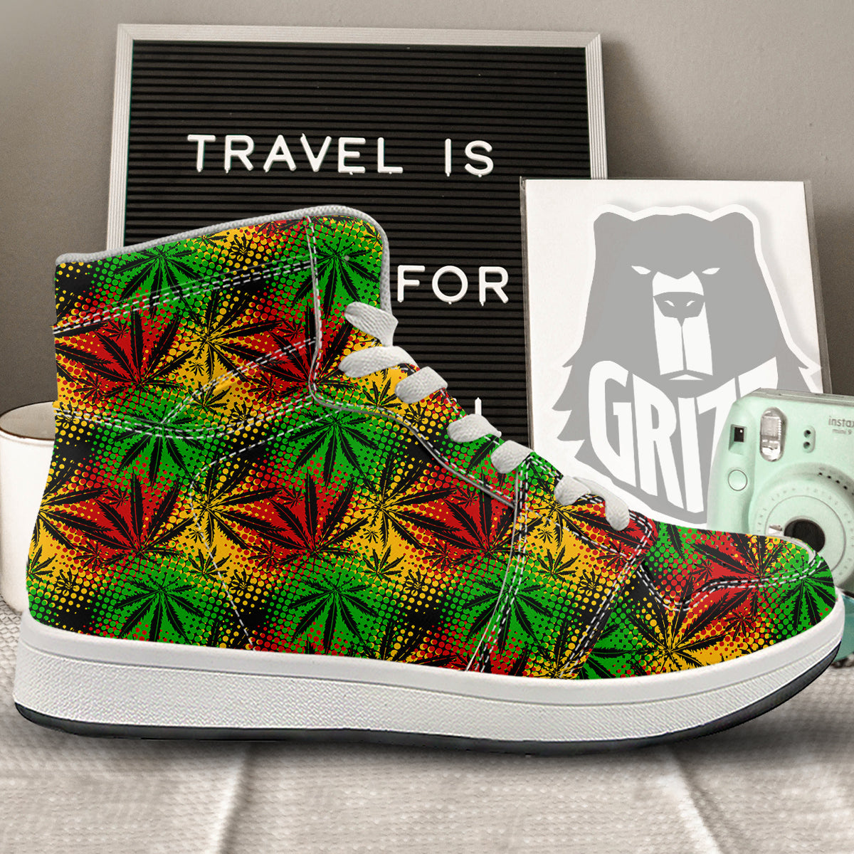 Reggae Abstract Print Pattern High Top Sneakers-grizzshop