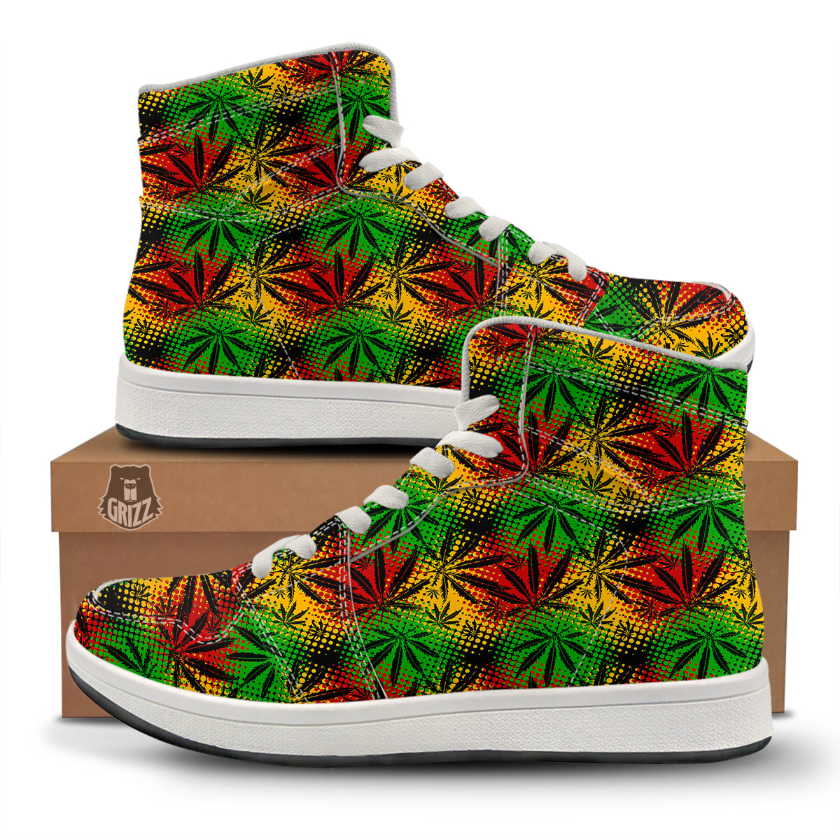 Reggae Abstract Print Pattern High Top Sneakers-grizzshop