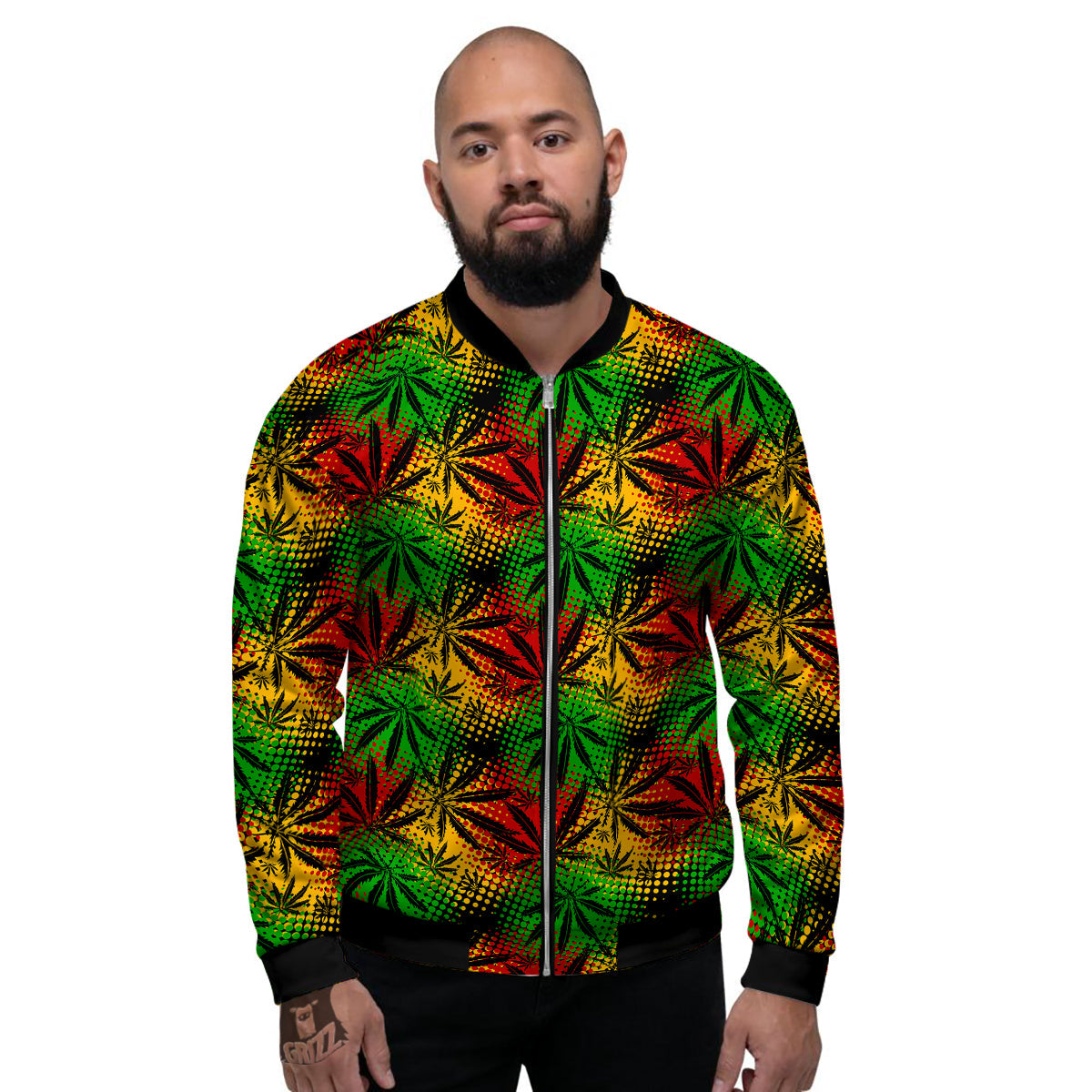 Reggae Abstract Print Pattern Men's Bomber Jacket-grizzshop