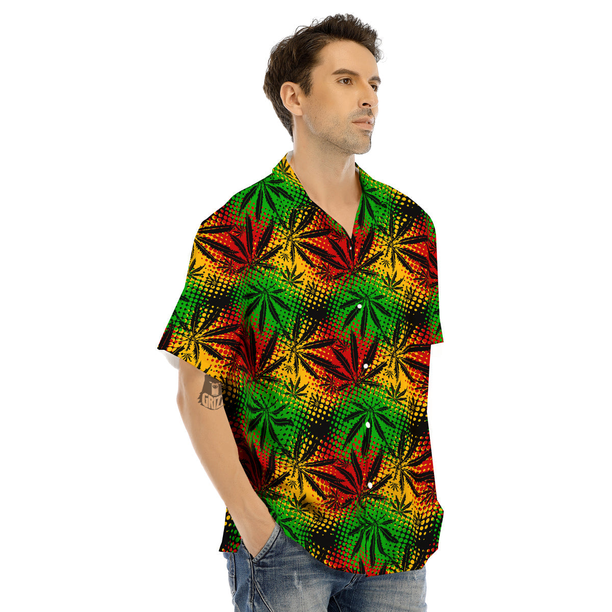 Reggae Abstract Print Pattern Men's Hawaiian Shirt-grizzshop
