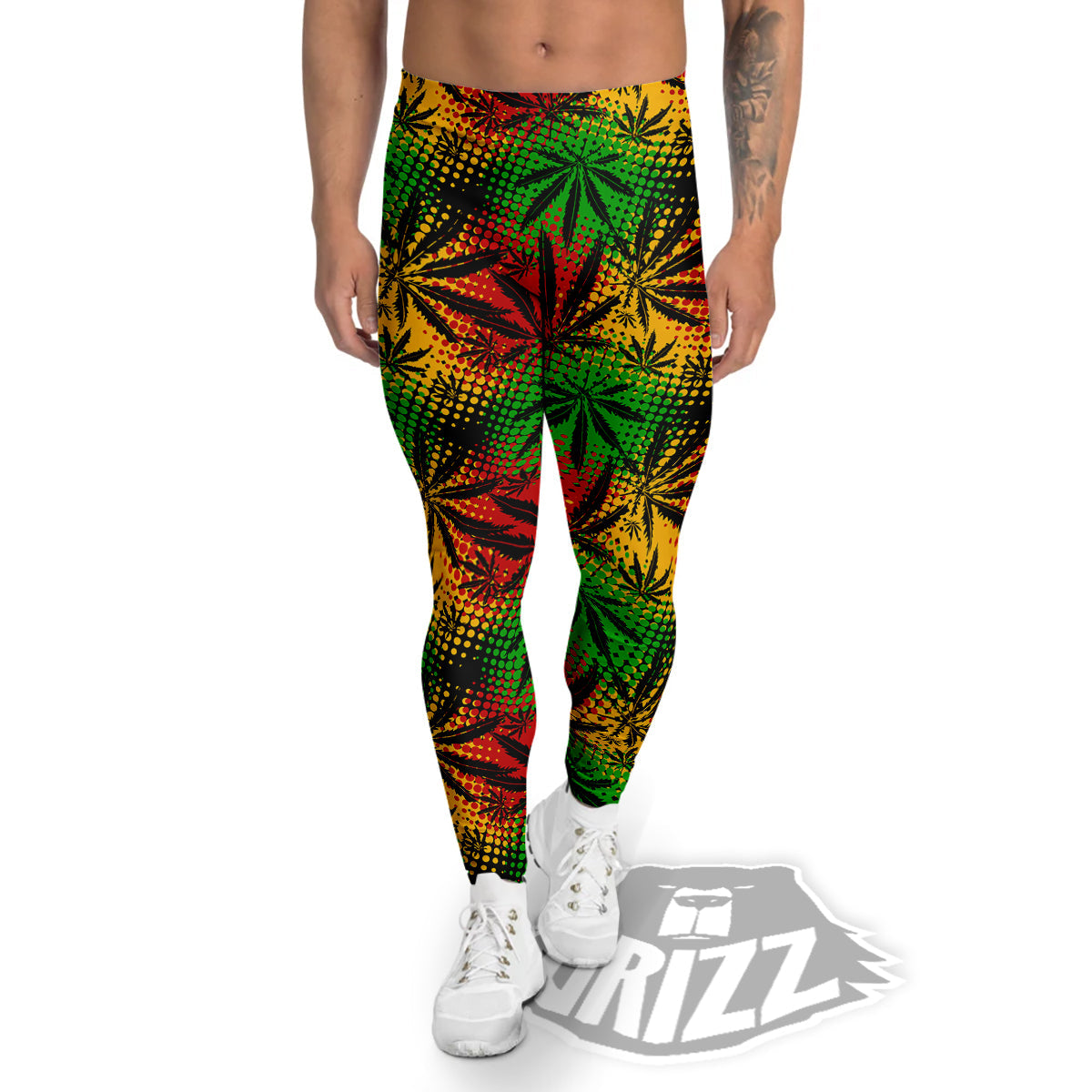 Reggae Abstract Print Pattern Men's Leggings-grizzshop