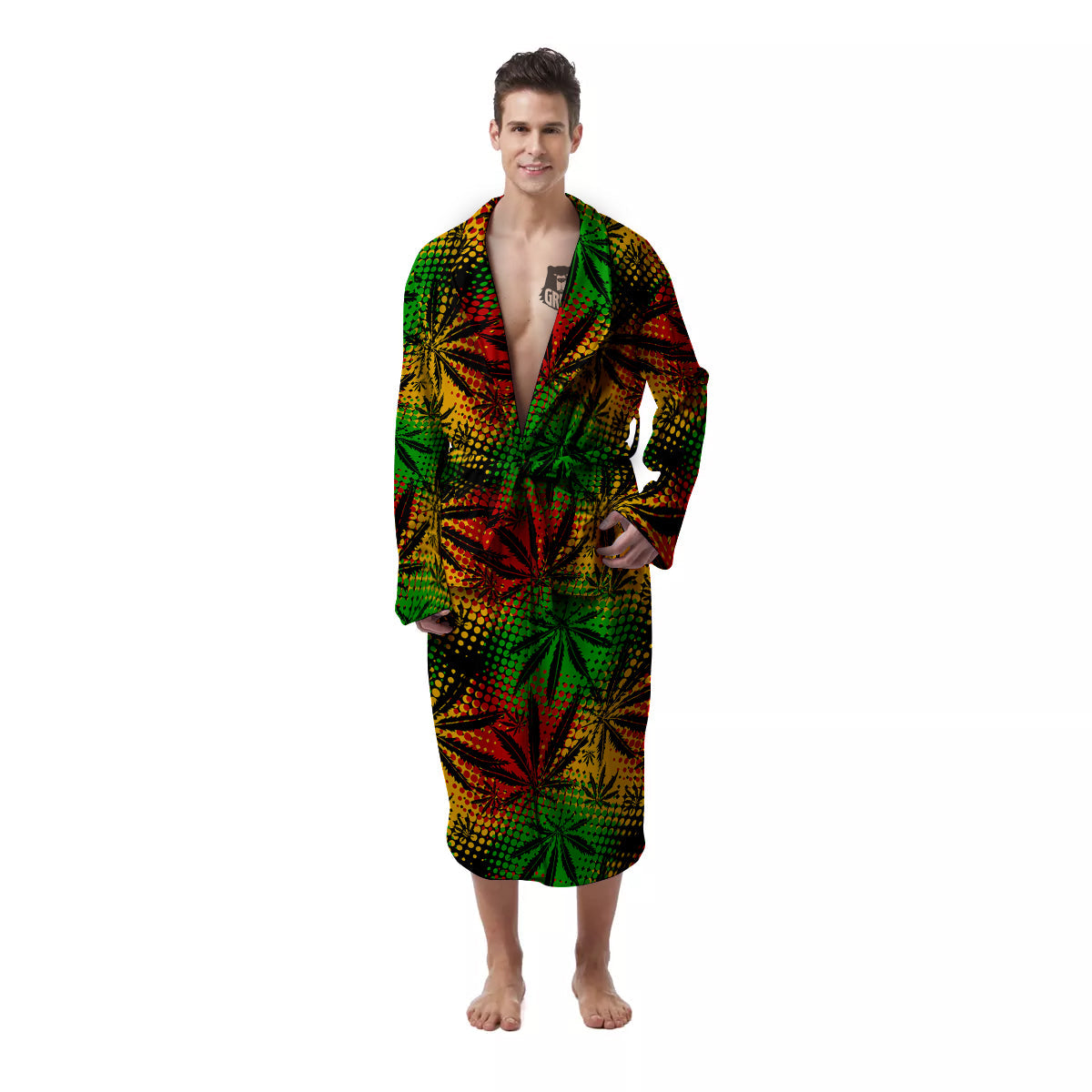 Reggae Abstract Print Pattern Men's Robe-grizzshop