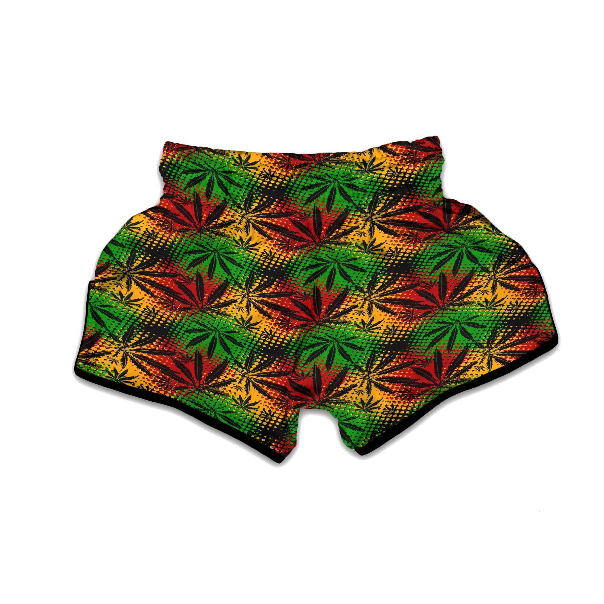 Reggae Abstract Print Pattern Muay Thai Boxing Shorts-grizzshop