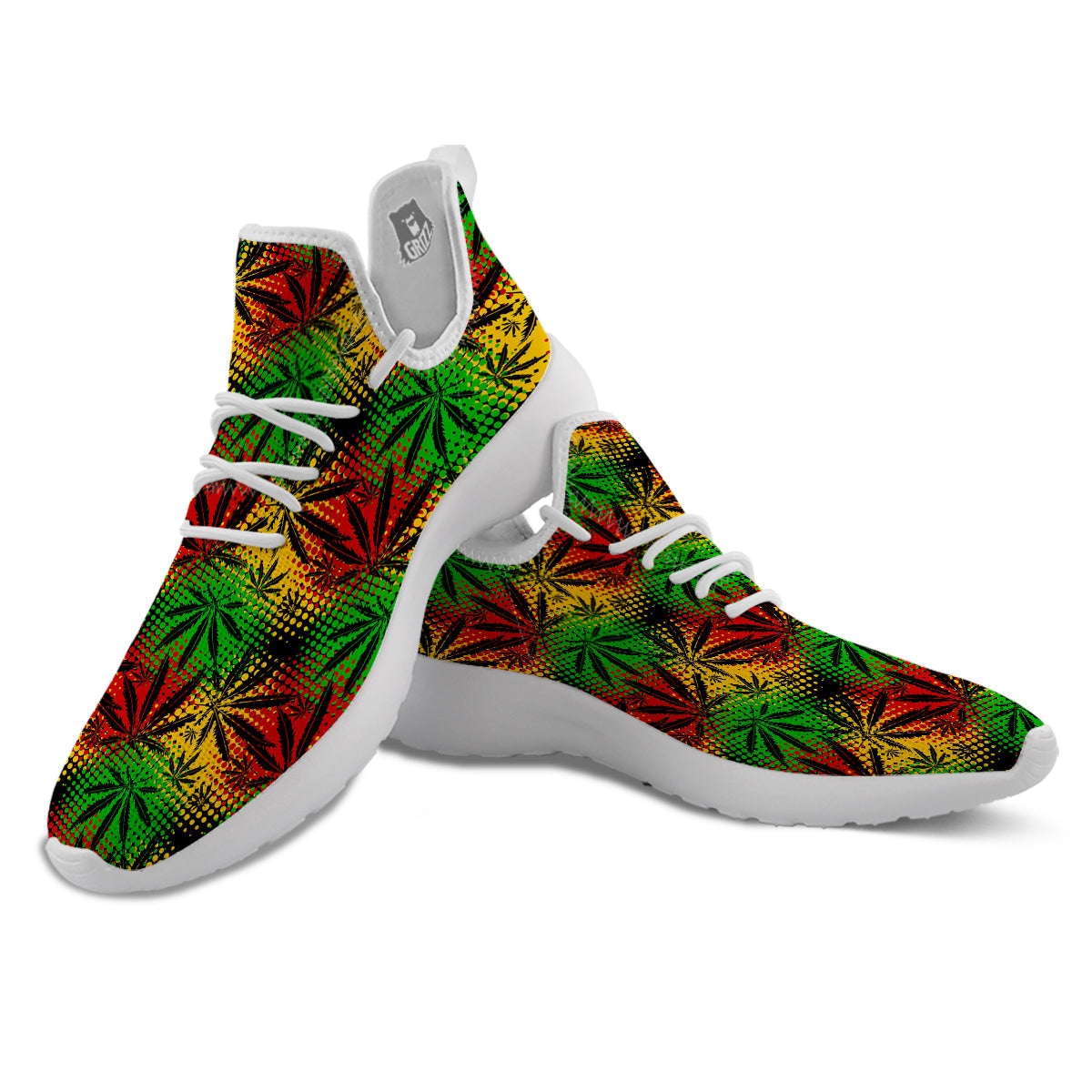 Reggae Abstract Print Pattern White Athletic Shoes-grizzshop
