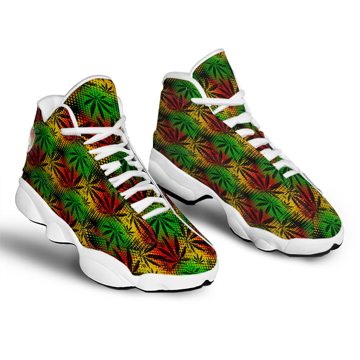 Reggae Abstract Print Pattern White Basketball Shoes-grizzshop