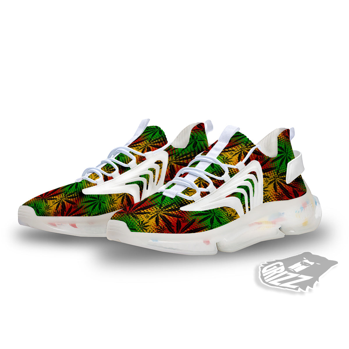 Reggae Abstract Print Pattern White Gym Shoes-grizzshop