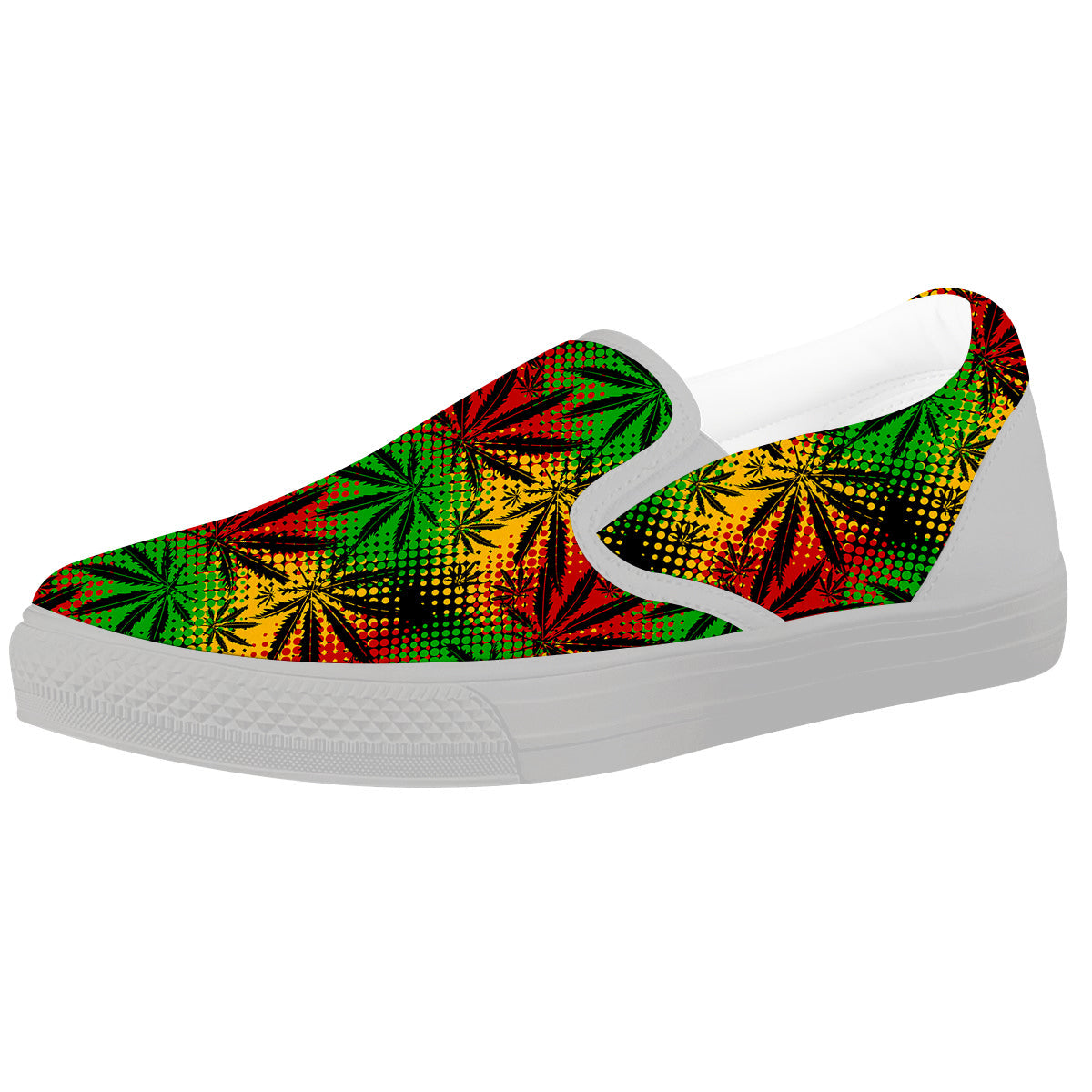 Reggae Abstract Print Pattern White Slip On Shoes-grizzshop