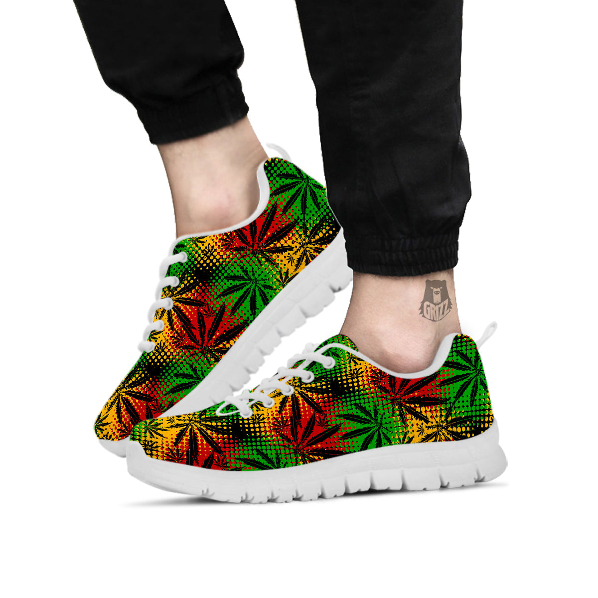 Reggae Abstract Print Pattern White Sneaker-grizzshop