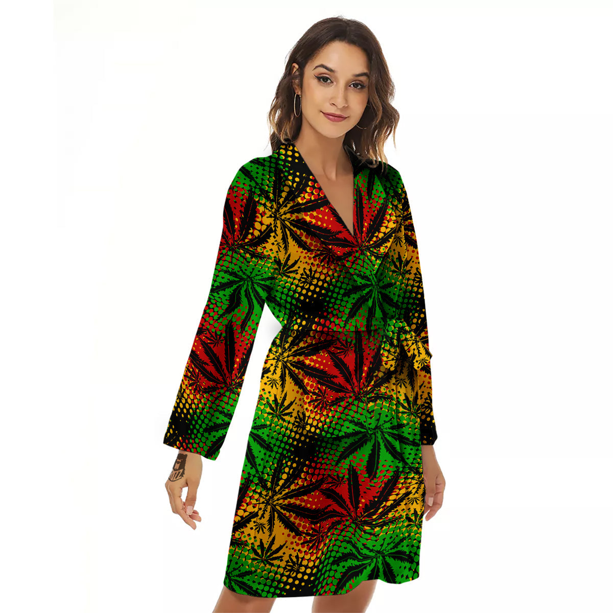 Reggae Abstract Print Pattern Women's Robe-grizzshop