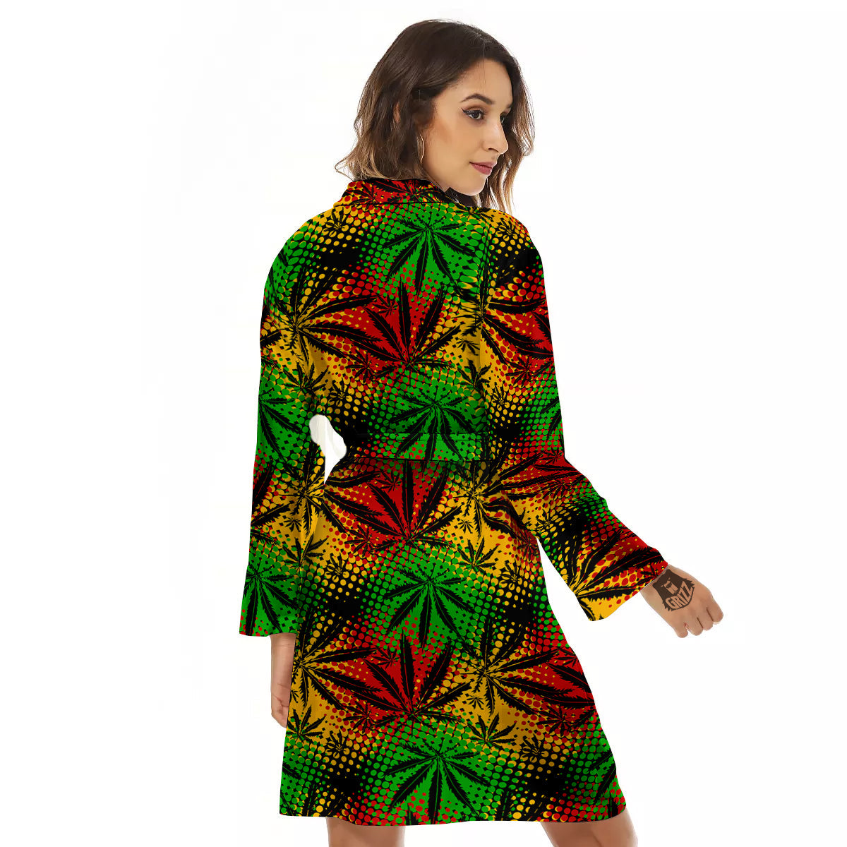 Reggae Abstract Print Pattern Women's Robe-grizzshop