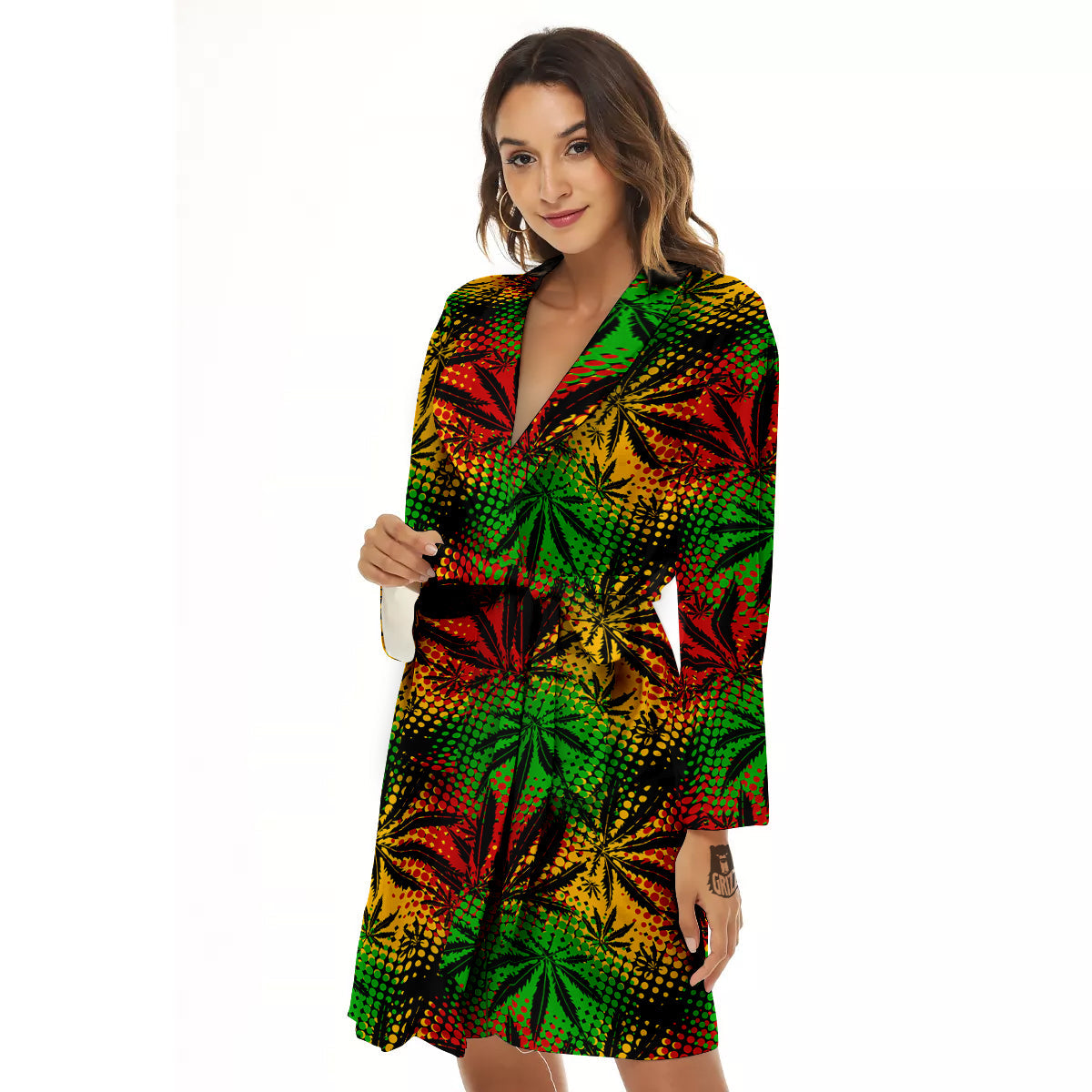 Reggae Abstract Print Pattern Women's Robe-grizzshop