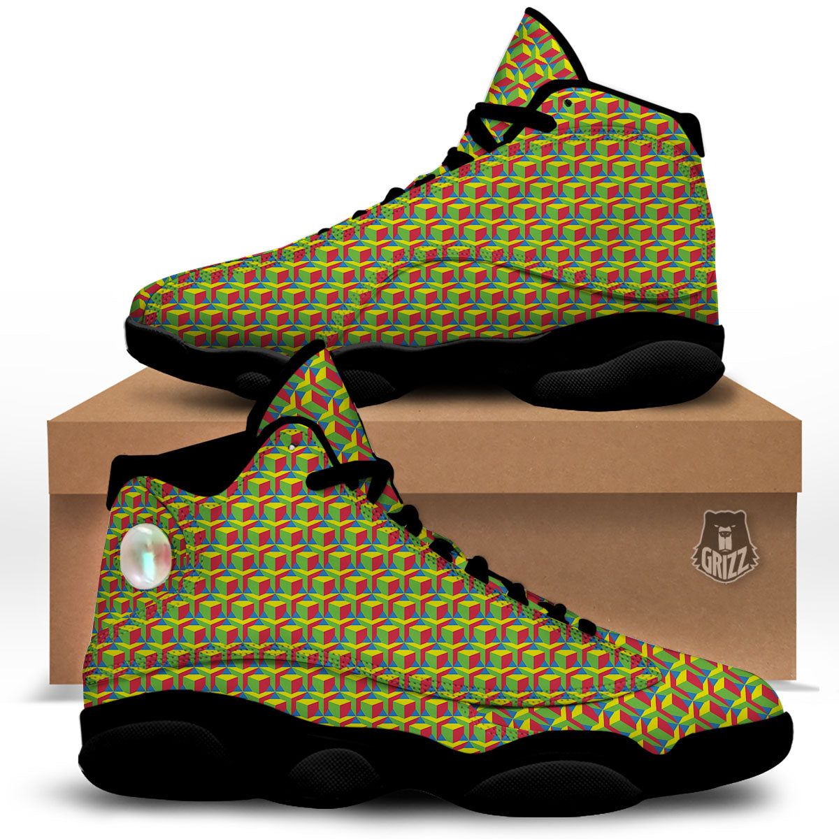 Reggae Geometric Print Pattern Black Basketball Shoes-grizzshop