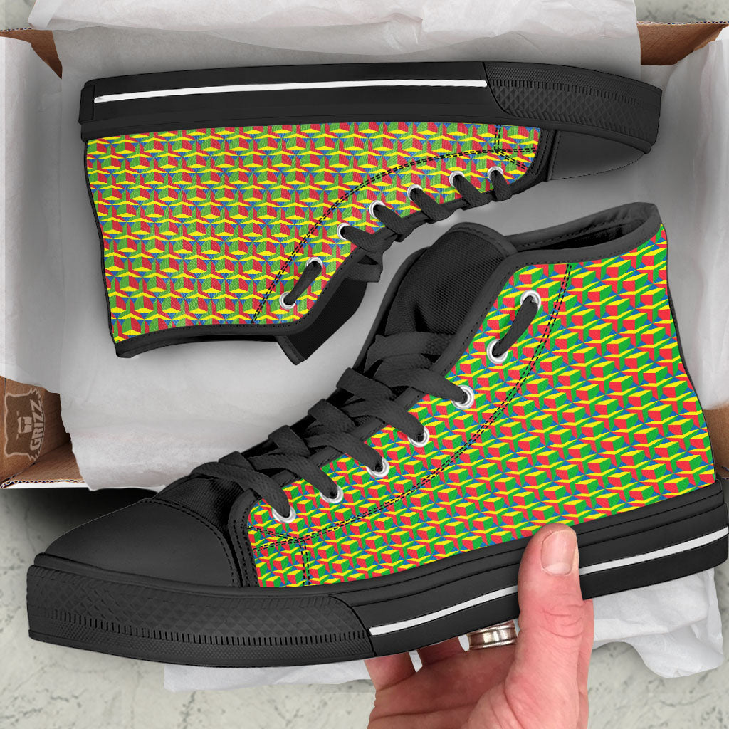 Reggae Geometric Print Pattern Black High Top Shoes-grizzshop