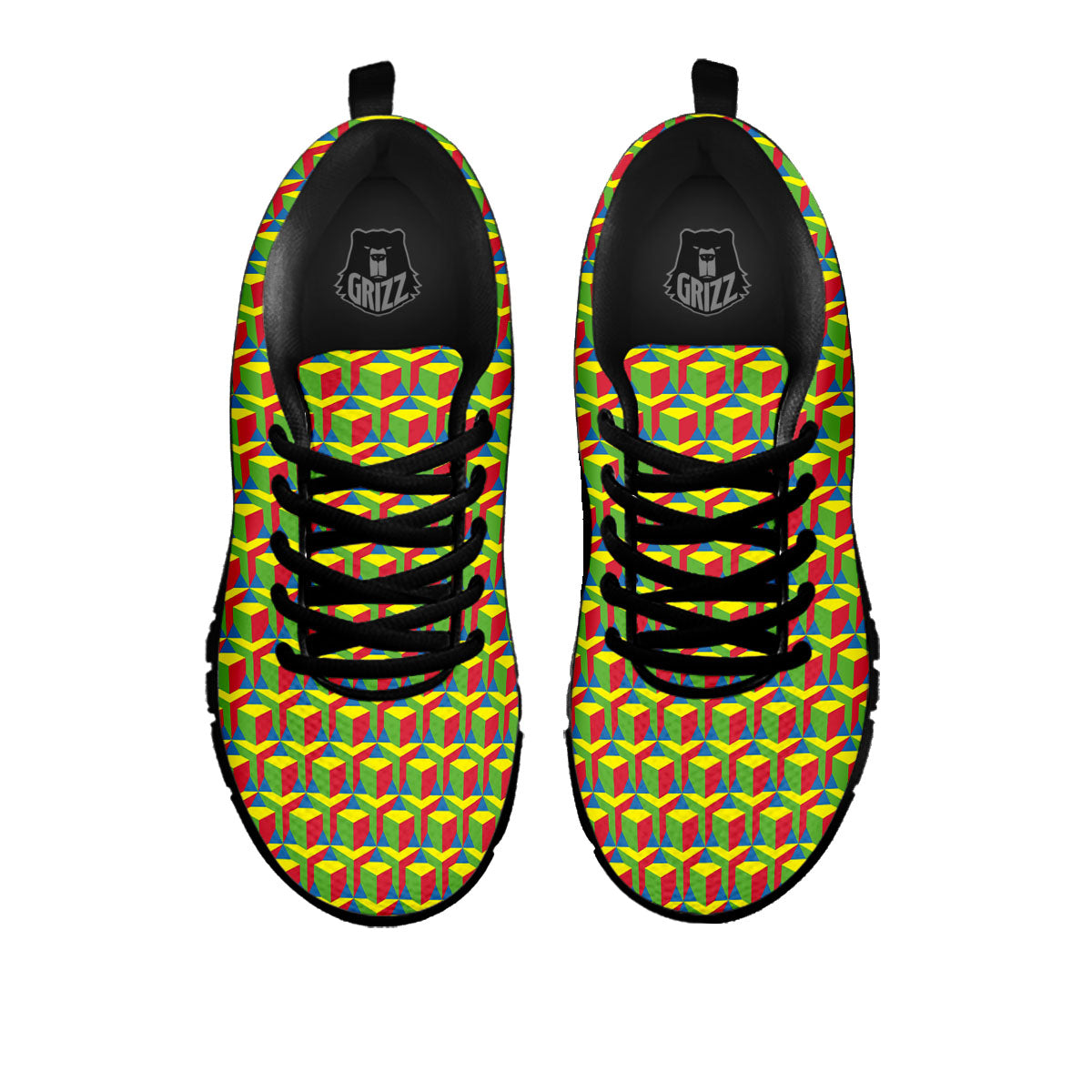 Reggae Geometric Print Pattern Black Sneaker-grizzshop