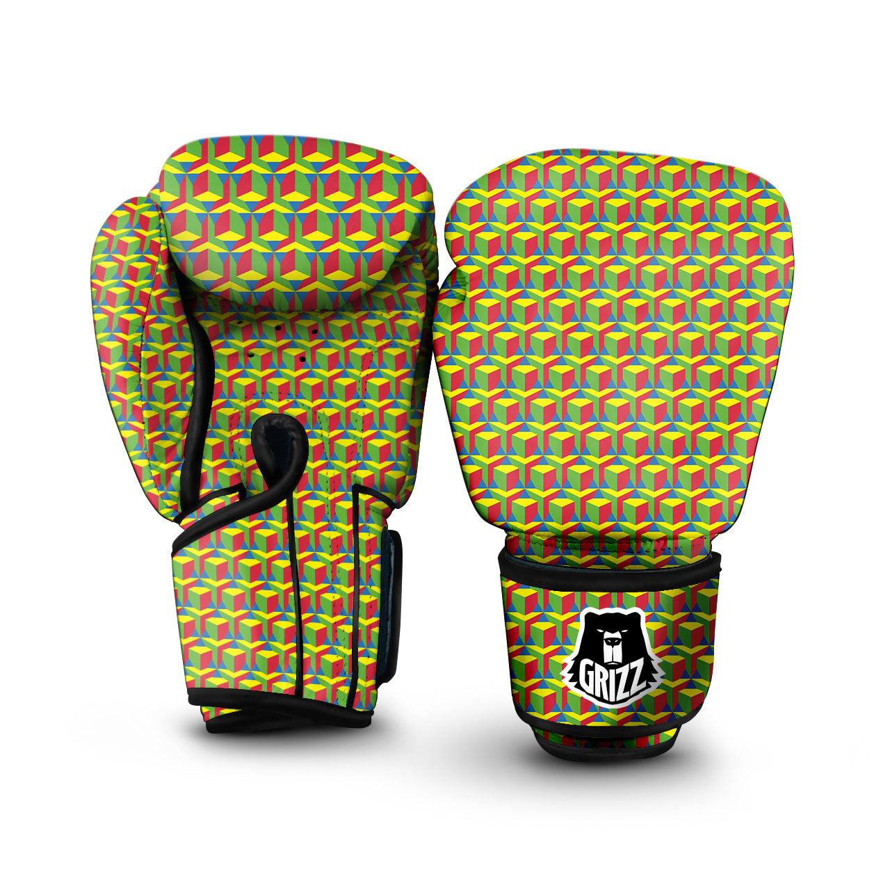 Reggae Geometric Print Pattern Boxing Gloves-grizzshop