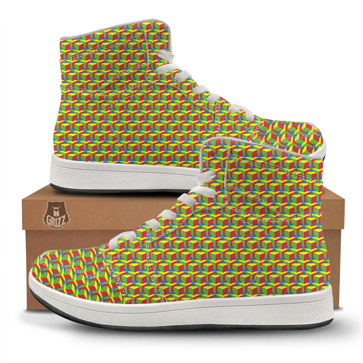 Reggae Geometric Print Pattern High Top Sneakers-grizzshop
