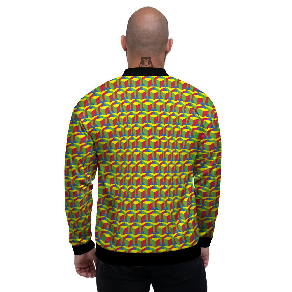 Reggae Geometric Print Pattern Men's Bomber Jacket-grizzshop