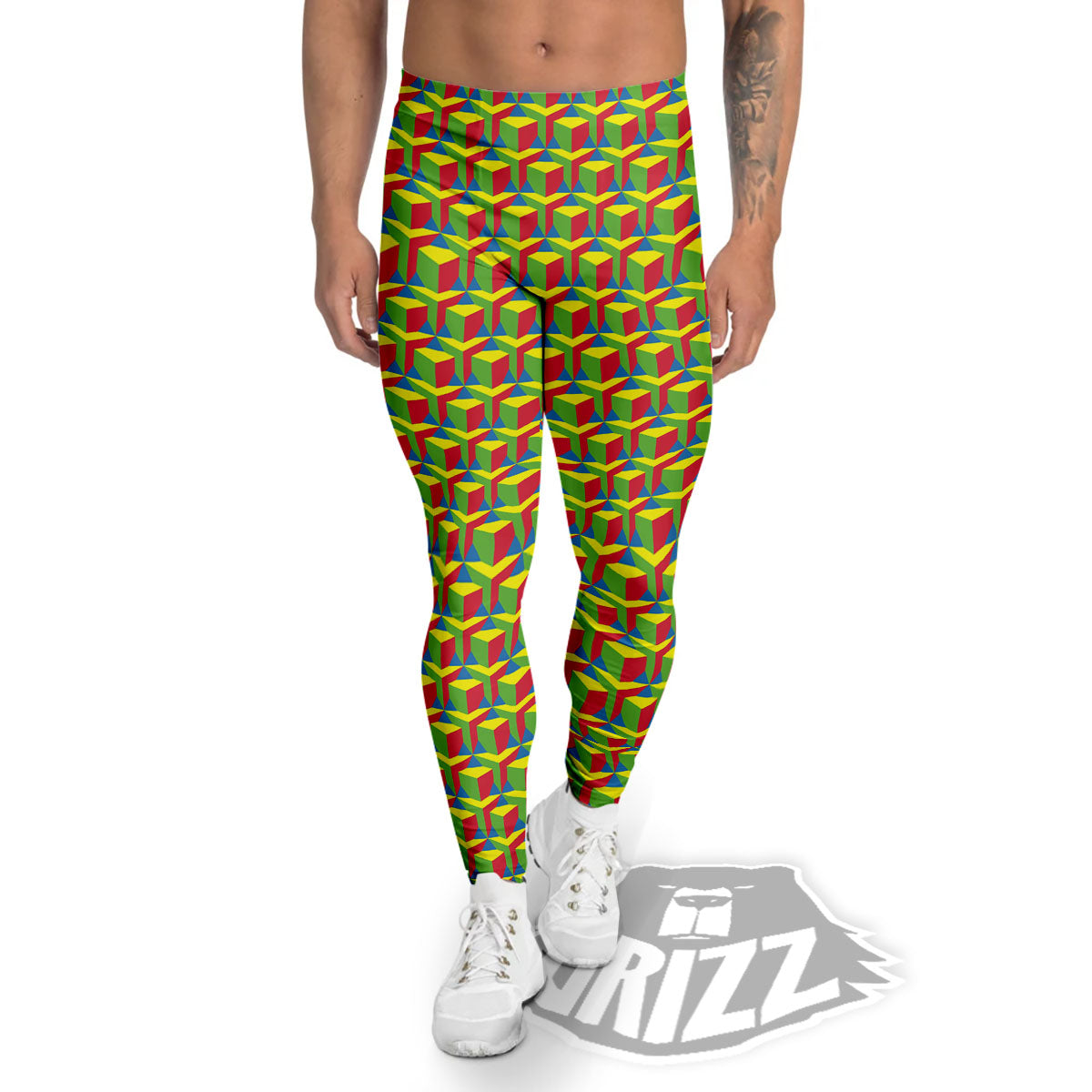 Reggae Geometric Print Pattern Men's Leggings-grizzshop
