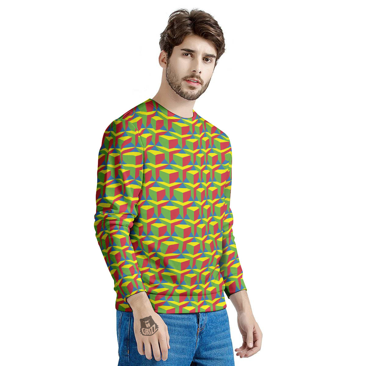 Reggae Geometric Print Pattern Men's Sweatshirt-grizzshop