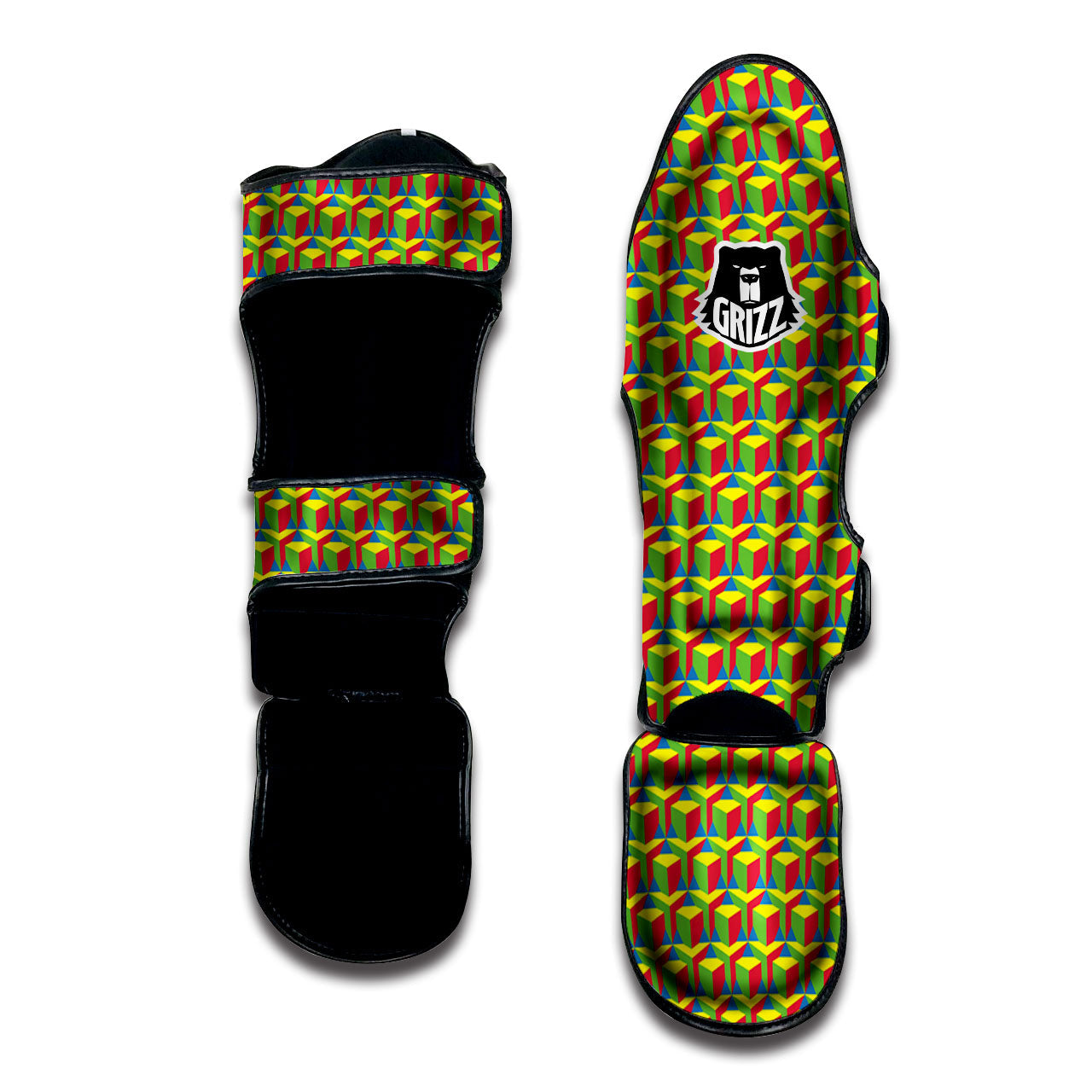 Reggae Geometric Print Pattern Muay Thai Shin Guards-grizzshop