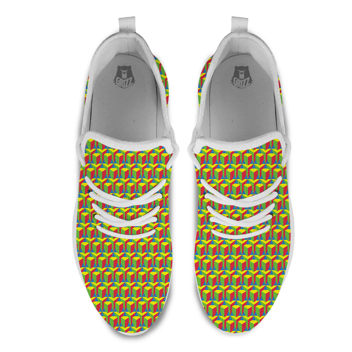 Reggae Geometric Print Pattern White Athletic Shoes-grizzshop