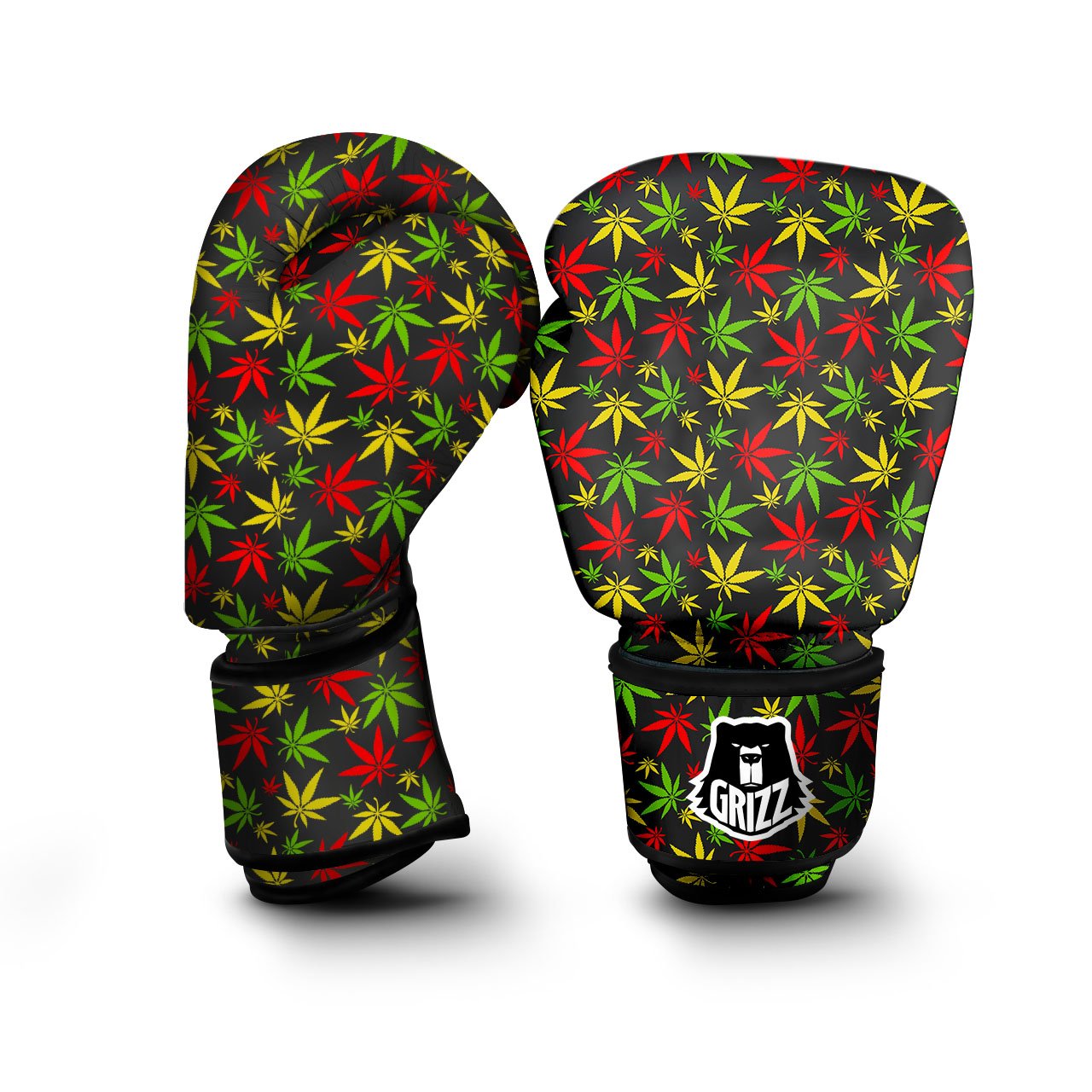 Reggae Hemp Leaf Print Pattern Boxing Gloves-grizzshop