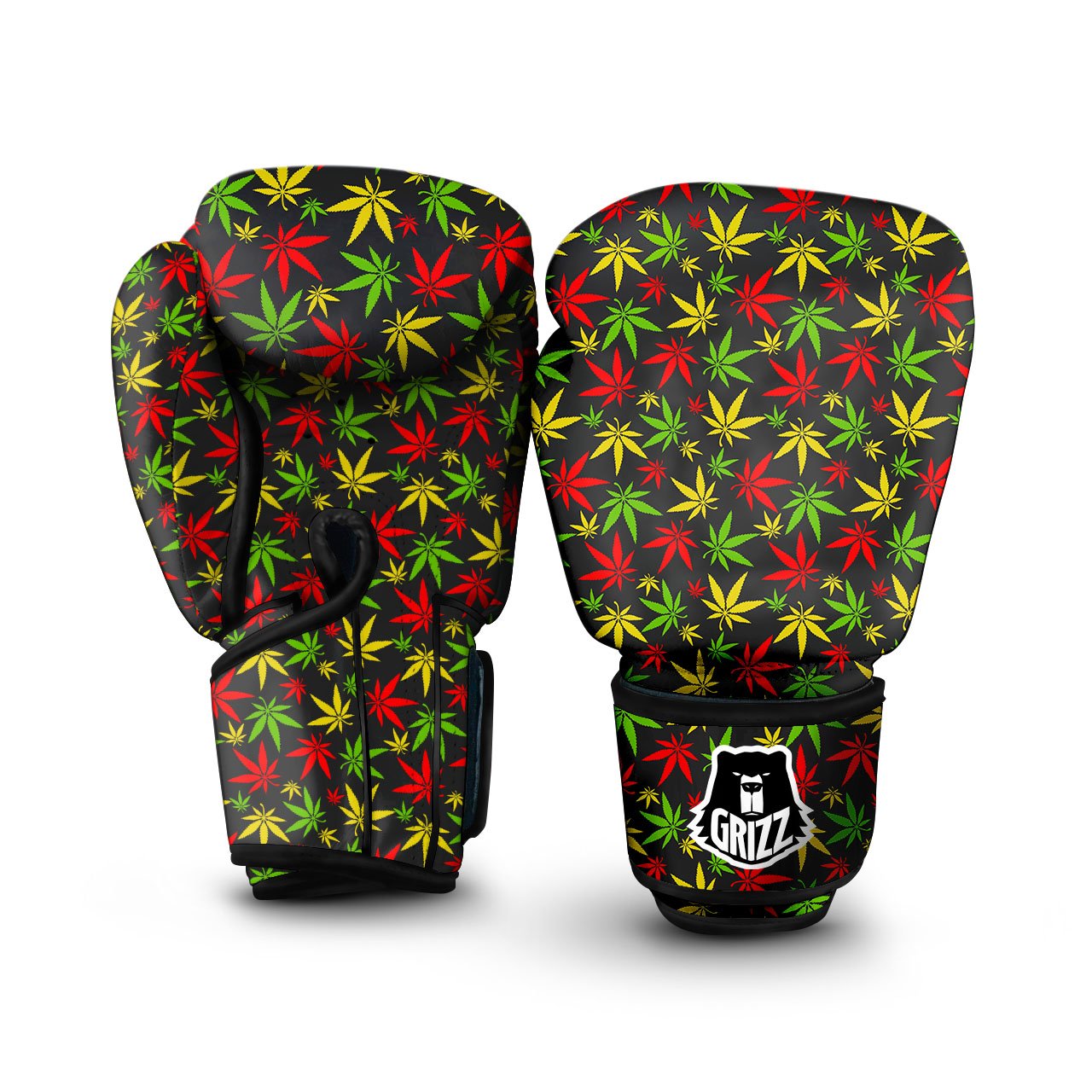 Reggae Hemp Leaf Print Pattern Boxing Gloves-grizzshop