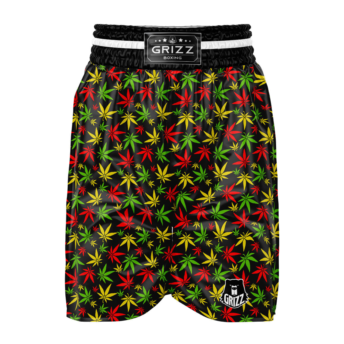 Reggae Hemp Leaf Print Pattern Boxing Shorts-grizzshop