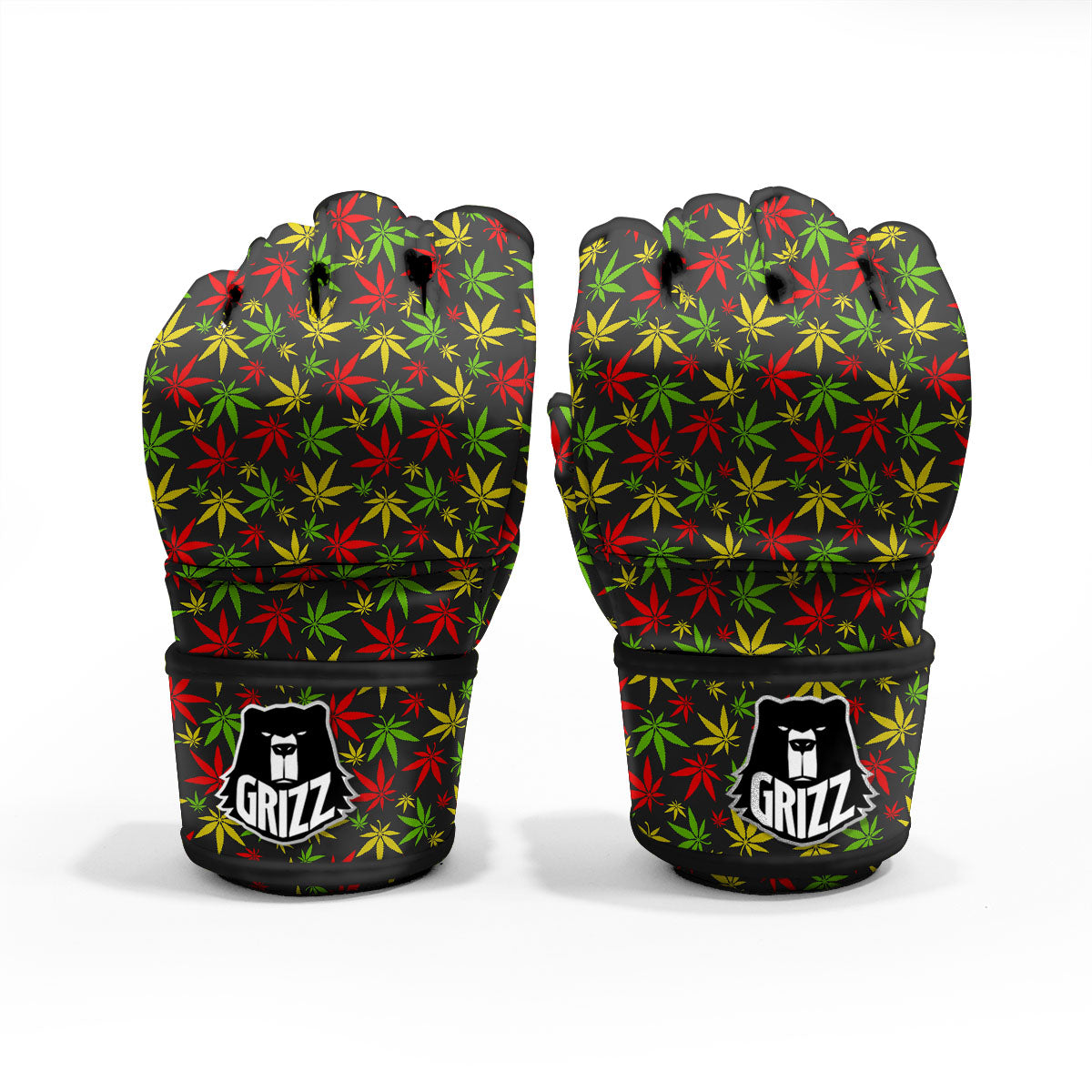 Reggae Hemp Leaf Print Pattern MMA Gloves-grizzshop