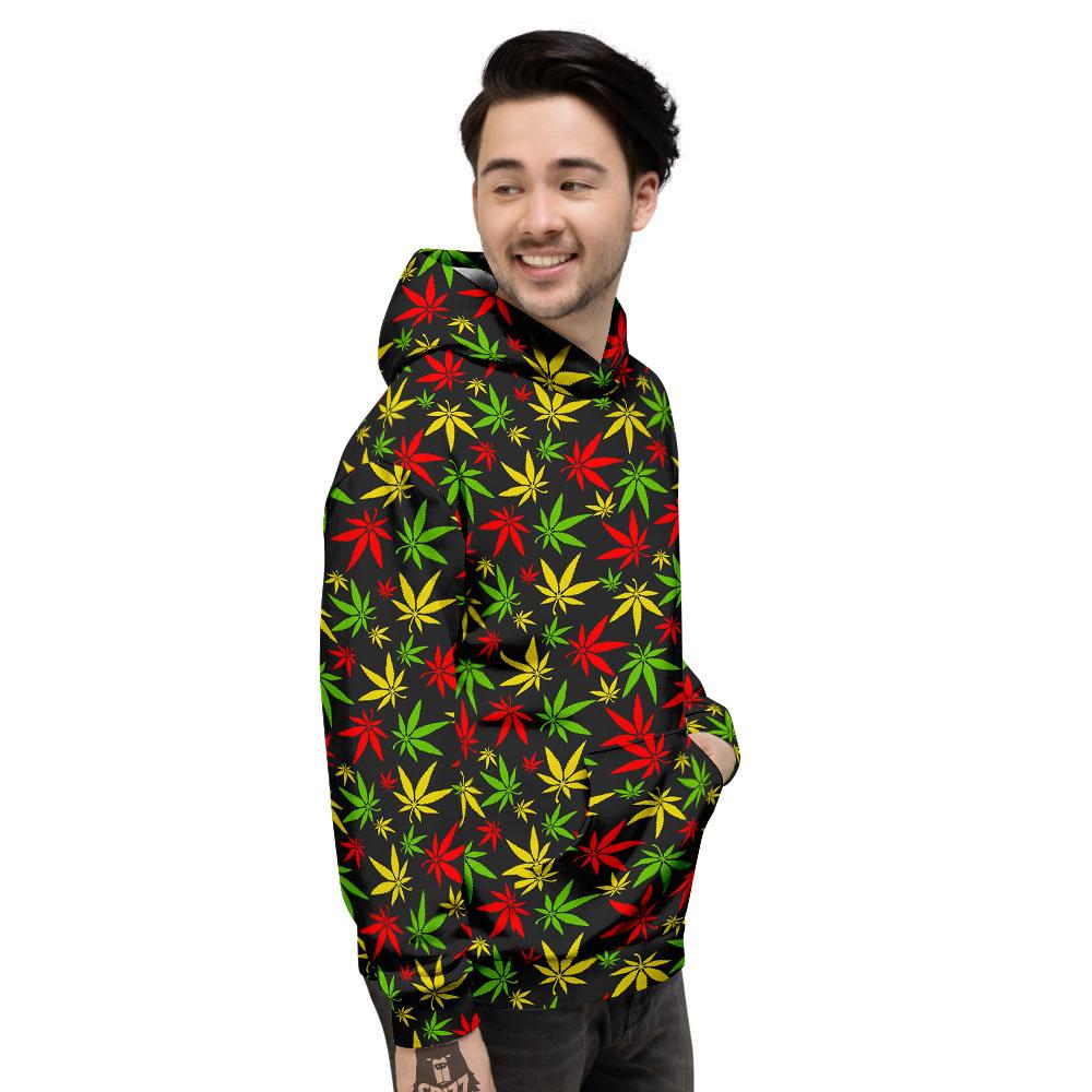 Reggae Hemp Leaf Print Pattern Men's Hoodie-grizzshop