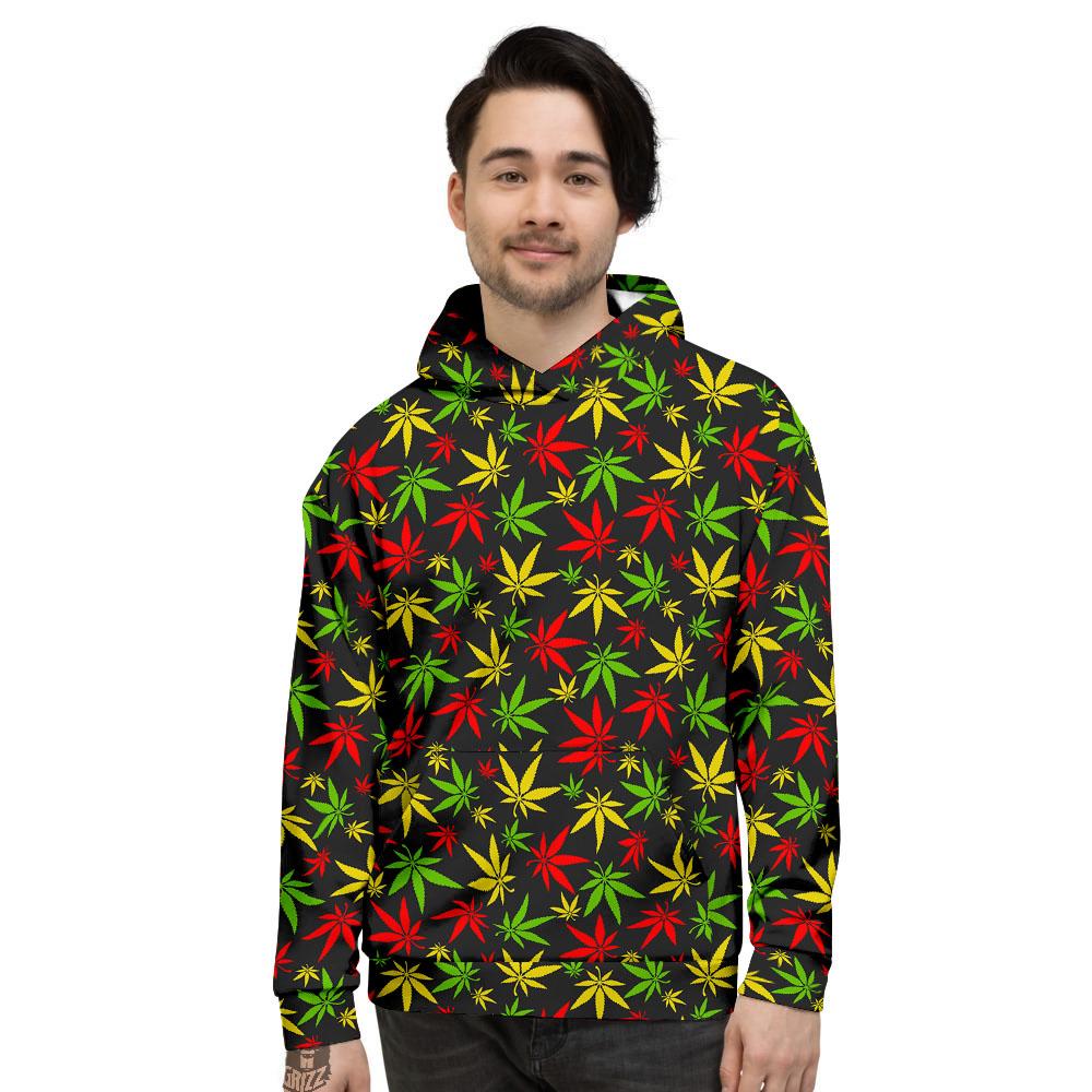 Reggae Hemp Leaf Print Pattern Men's Hoodie-grizzshop
