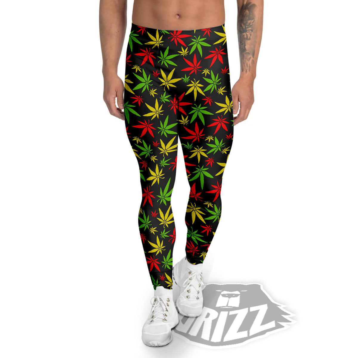 Reggae Hemp Leaf Print Pattern Men's Leggings-grizzshop