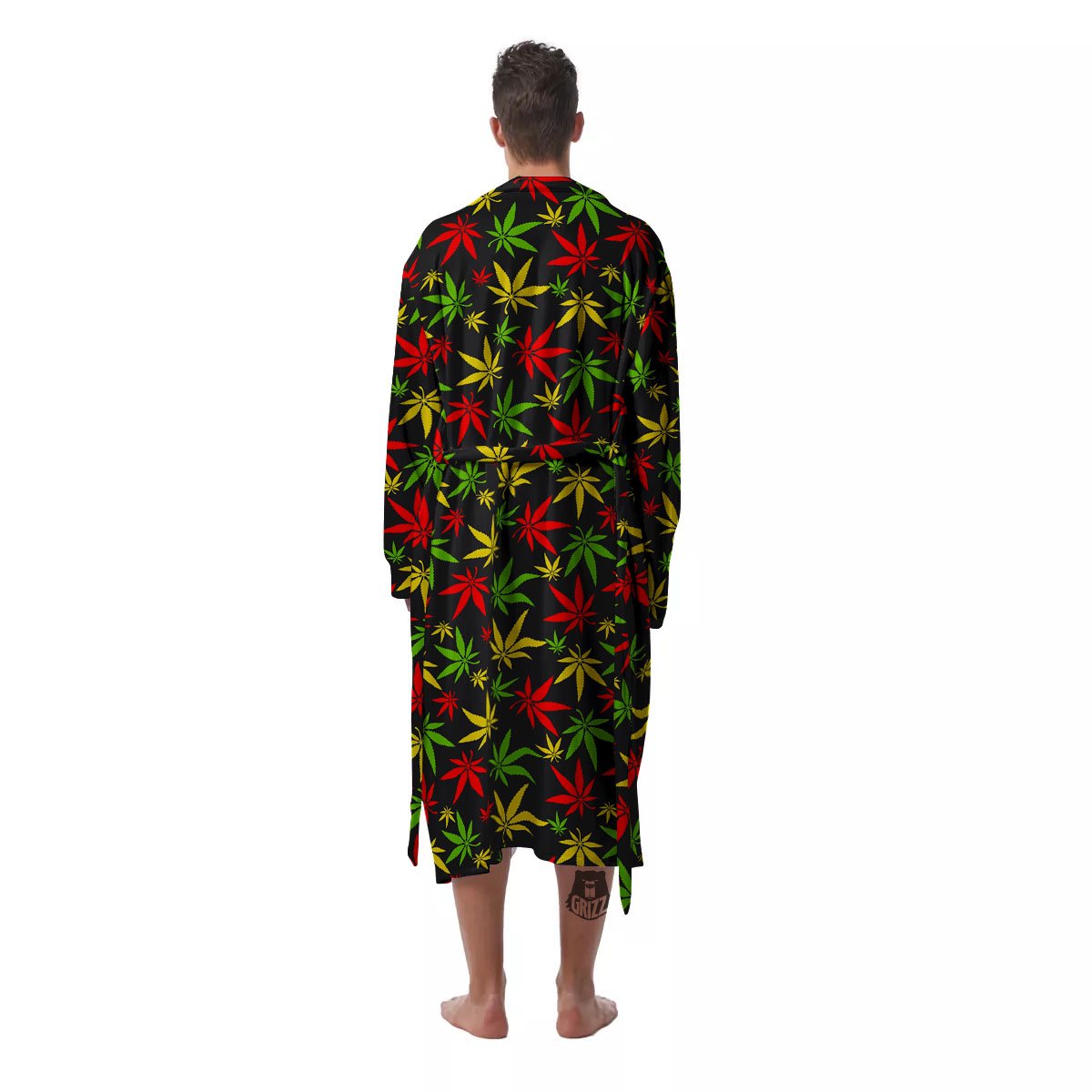 Reggae Hemp Leaf Print Pattern Men's Robe-grizzshop