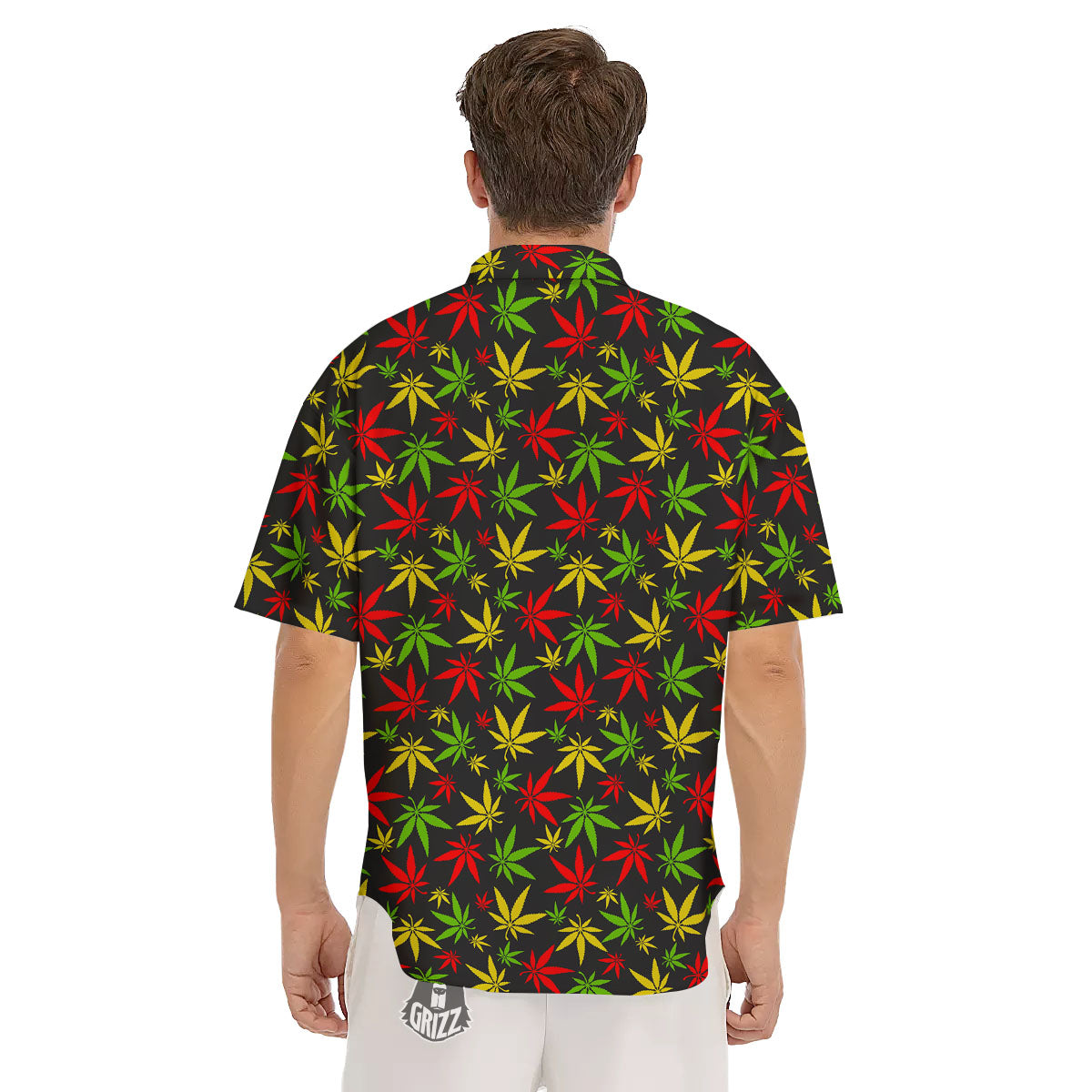 Reggae Hemp Leaf Print Pattern Men's Short Sleeve Shirts-grizzshop