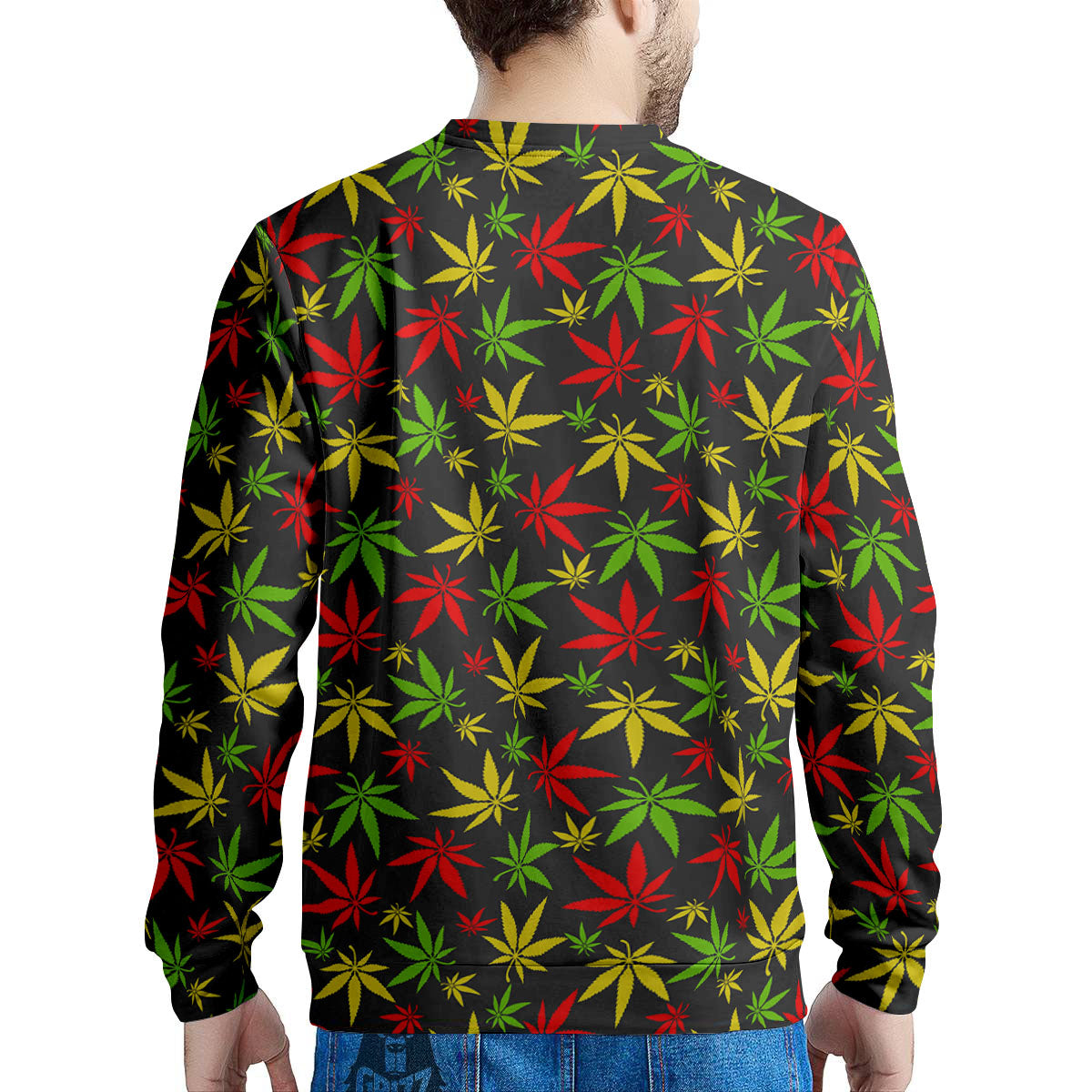 Reggae Hemp Leaf Print Pattern Men's Sweatshirt-grizzshop