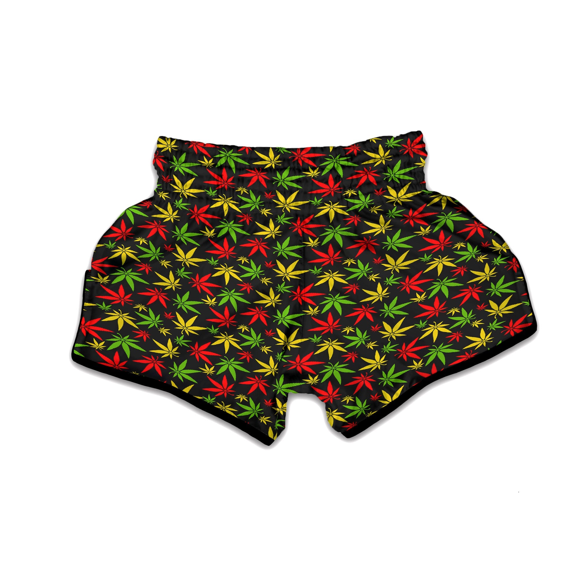 Reggae Hemp Leaf Print Pattern Muay Thai Boxing Shorts-grizzshop