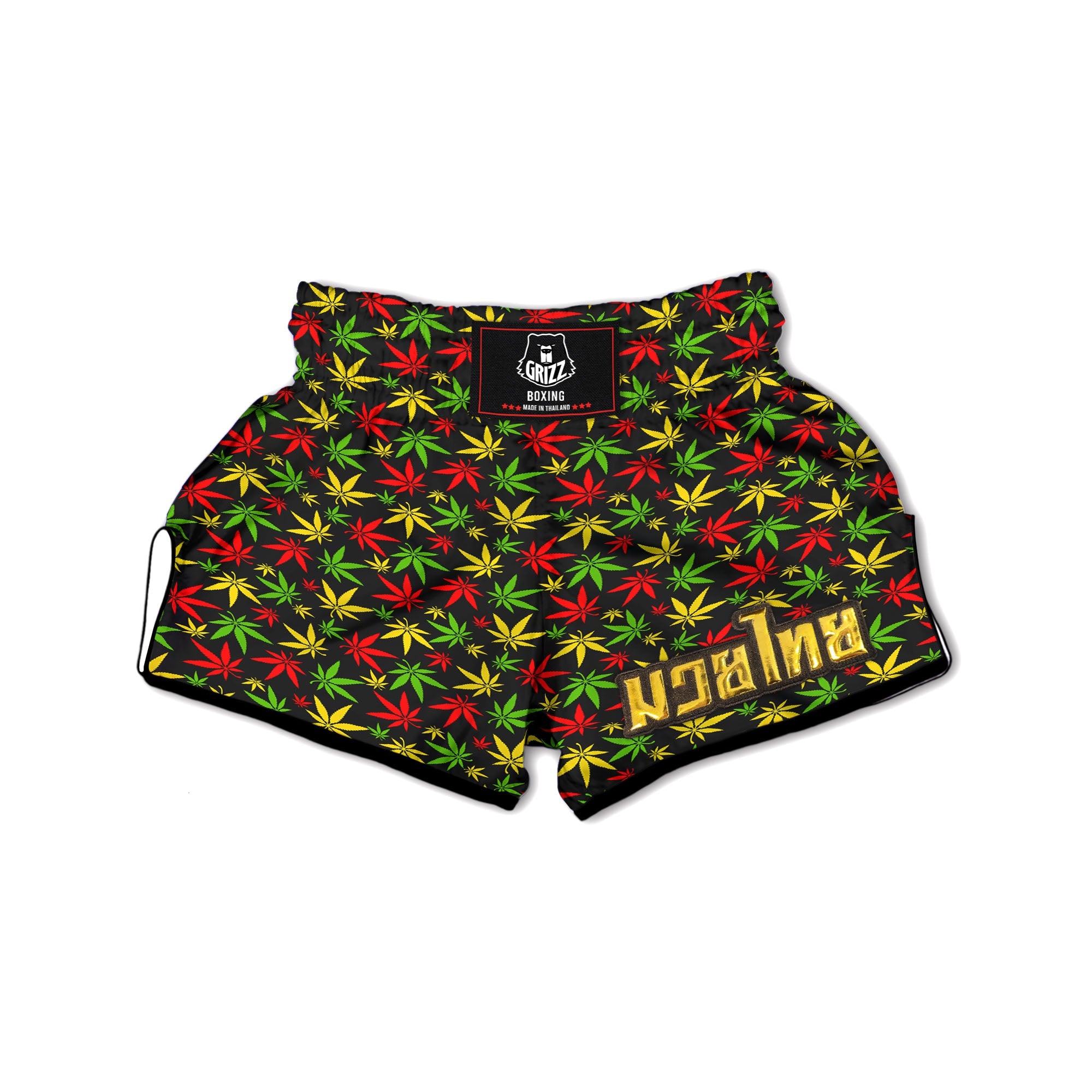 Reggae Hemp Leaf Print Pattern Muay Thai Boxing Shorts-grizzshop