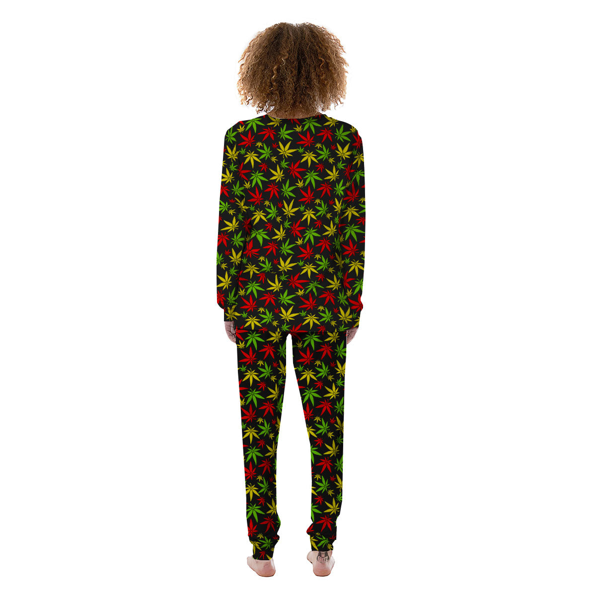 Reggae Hemp Leaf Print Pattern Women's Pajamas-grizzshop